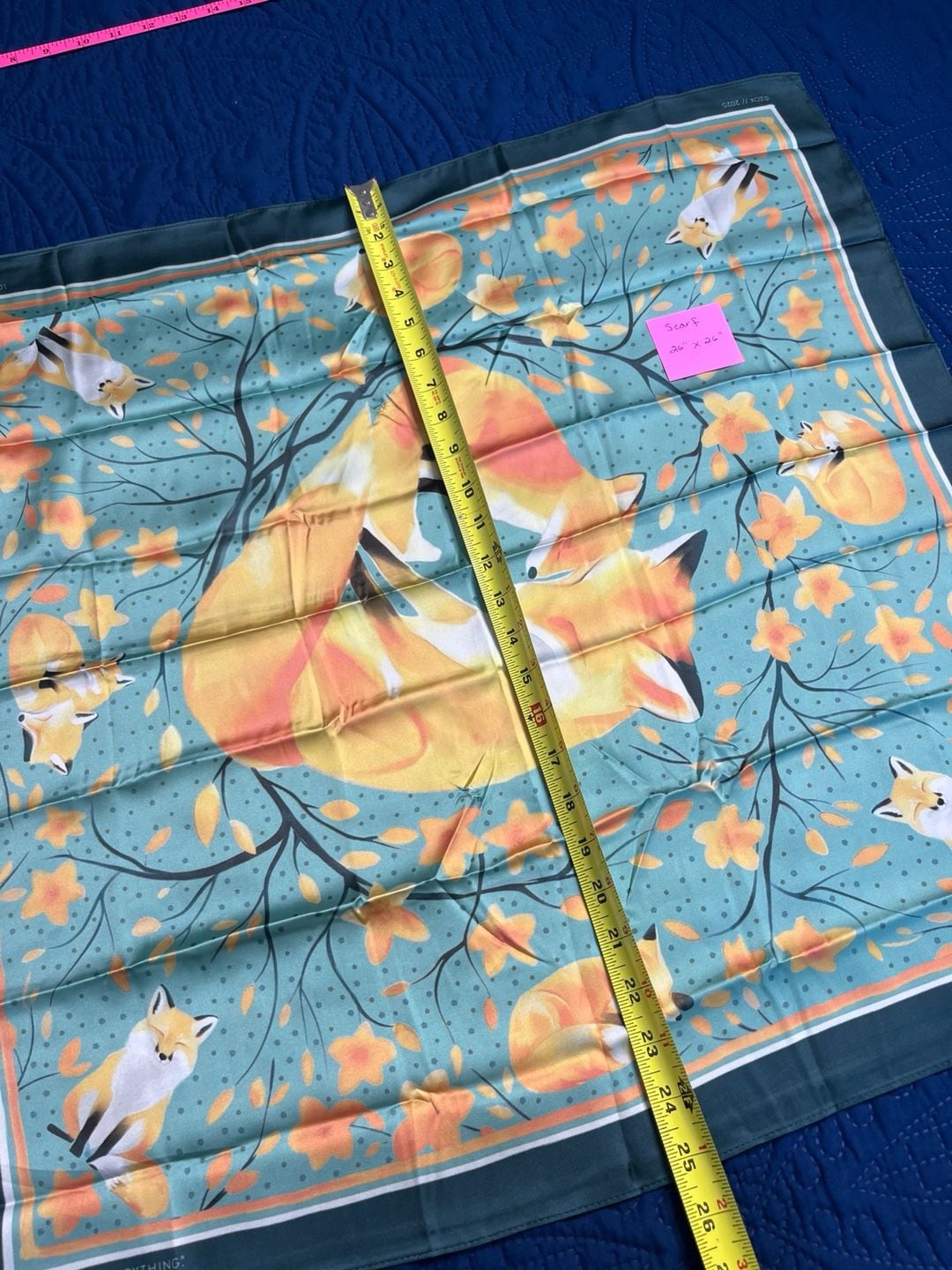 Fox Scarf Scarf- Blue Fall Leaves 3