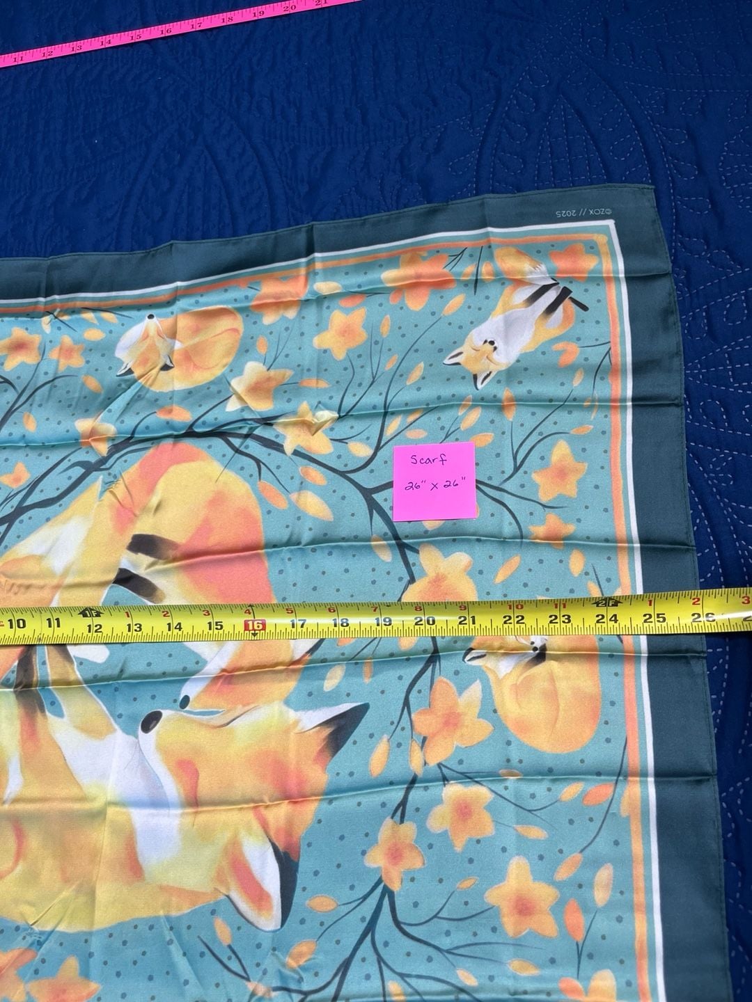 Fox Scarf Scarf- Blue Fall Leaves 4