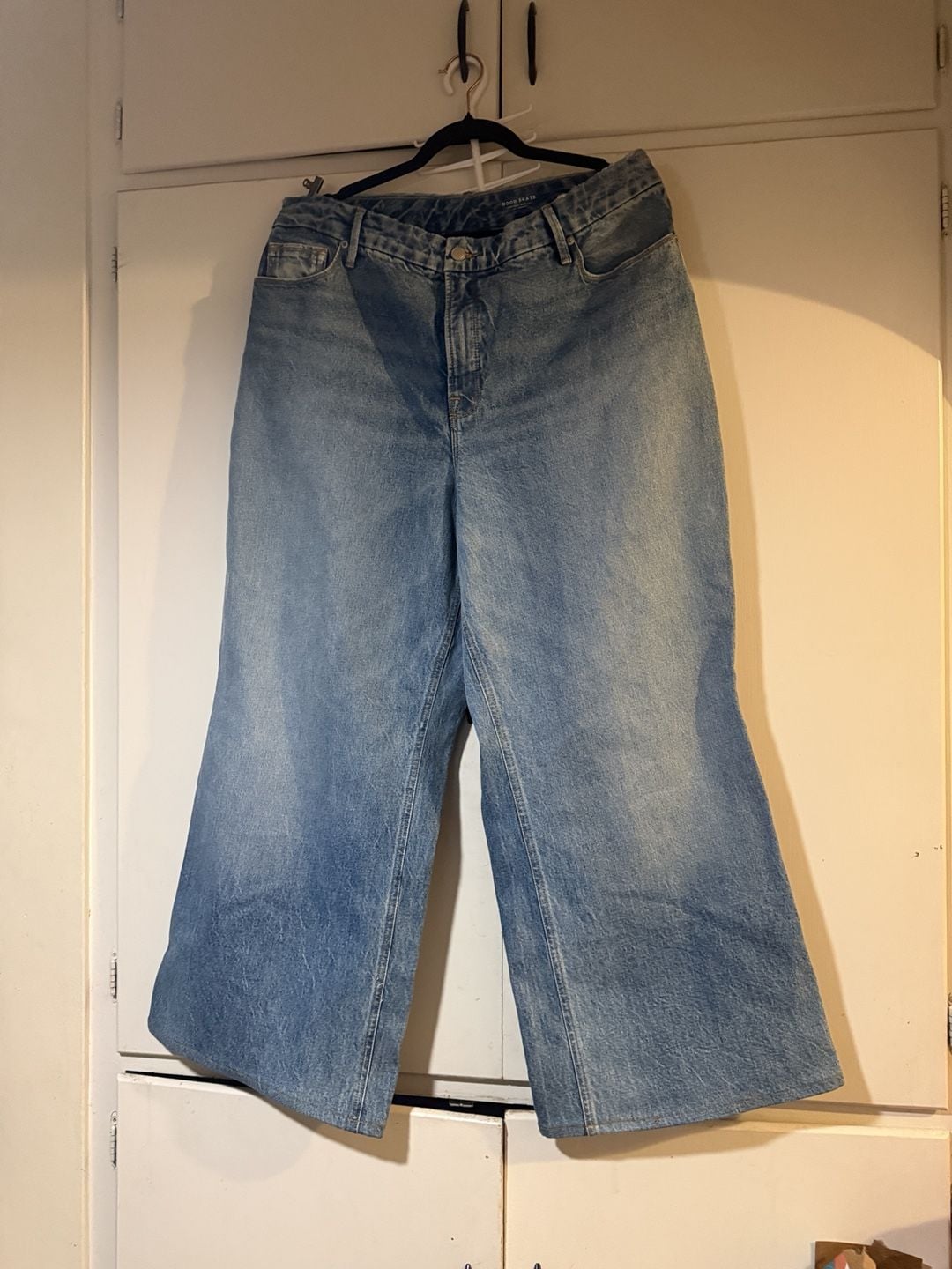 Good American Good Skate High-Rise Wide Leg Jeans 34" Inseam Blue Denim 2