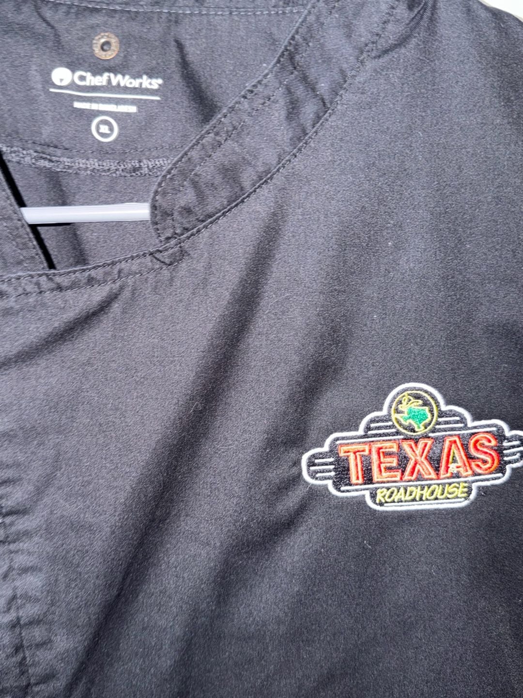 Chef Works Texas Roadhouse Chef Coat Size XL Black Short Sleeve 3