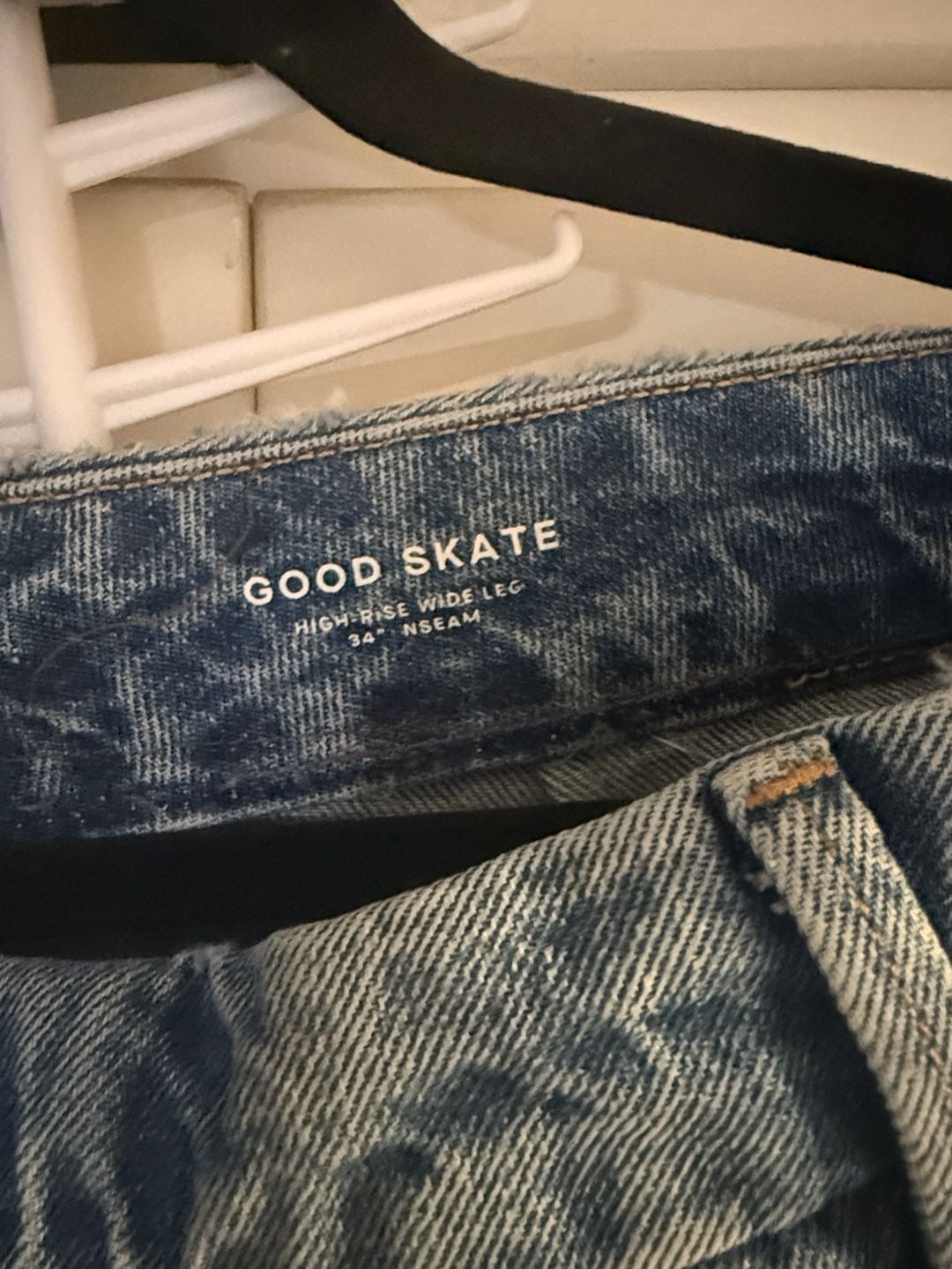 Good American Good Skate High-Rise Wide Leg Jeans 34" Inseam Blue Denim 3