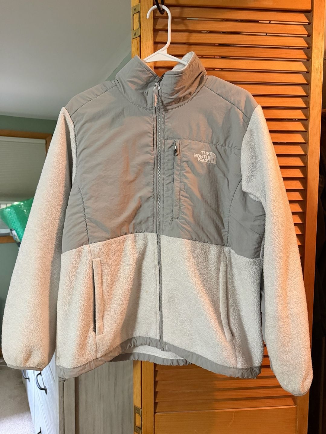 The North Face Fleece Jacket Size L/G Grey White Full Zip 2