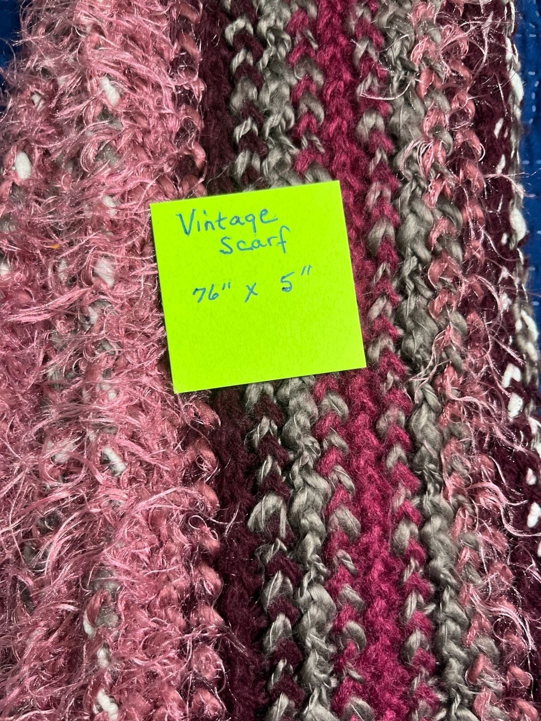 Y2K Knitted Striped Fringe Scarf Pink Burgundy 3