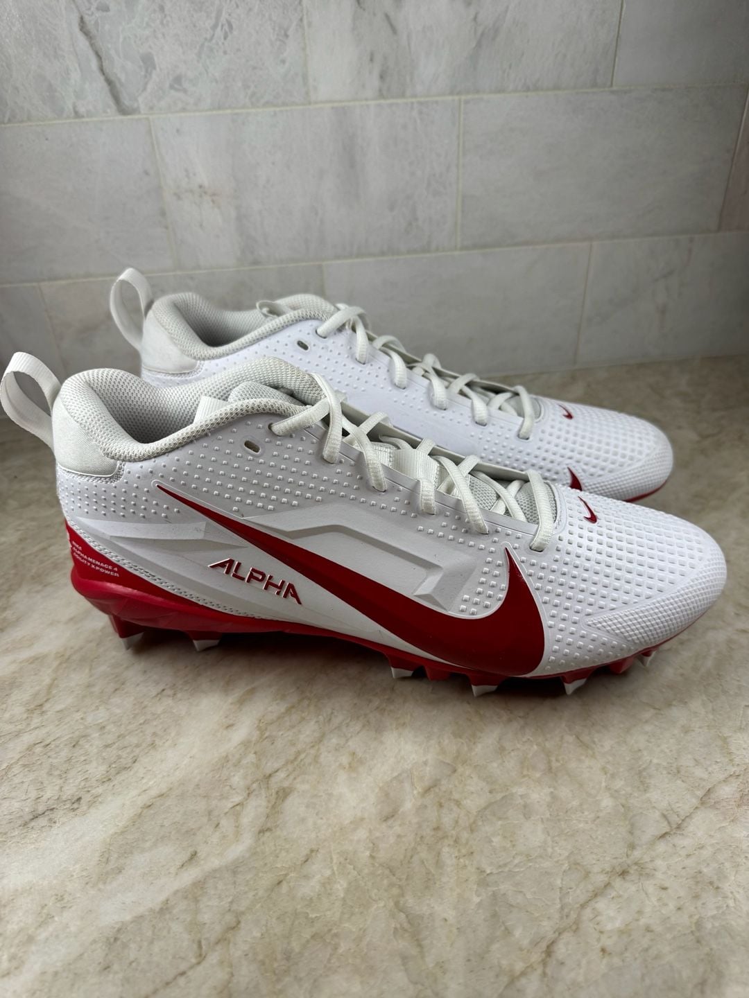 Nike Alpha Menace 4 Varsity Football Cleats White Red Men’s 12 FN0027-102 3