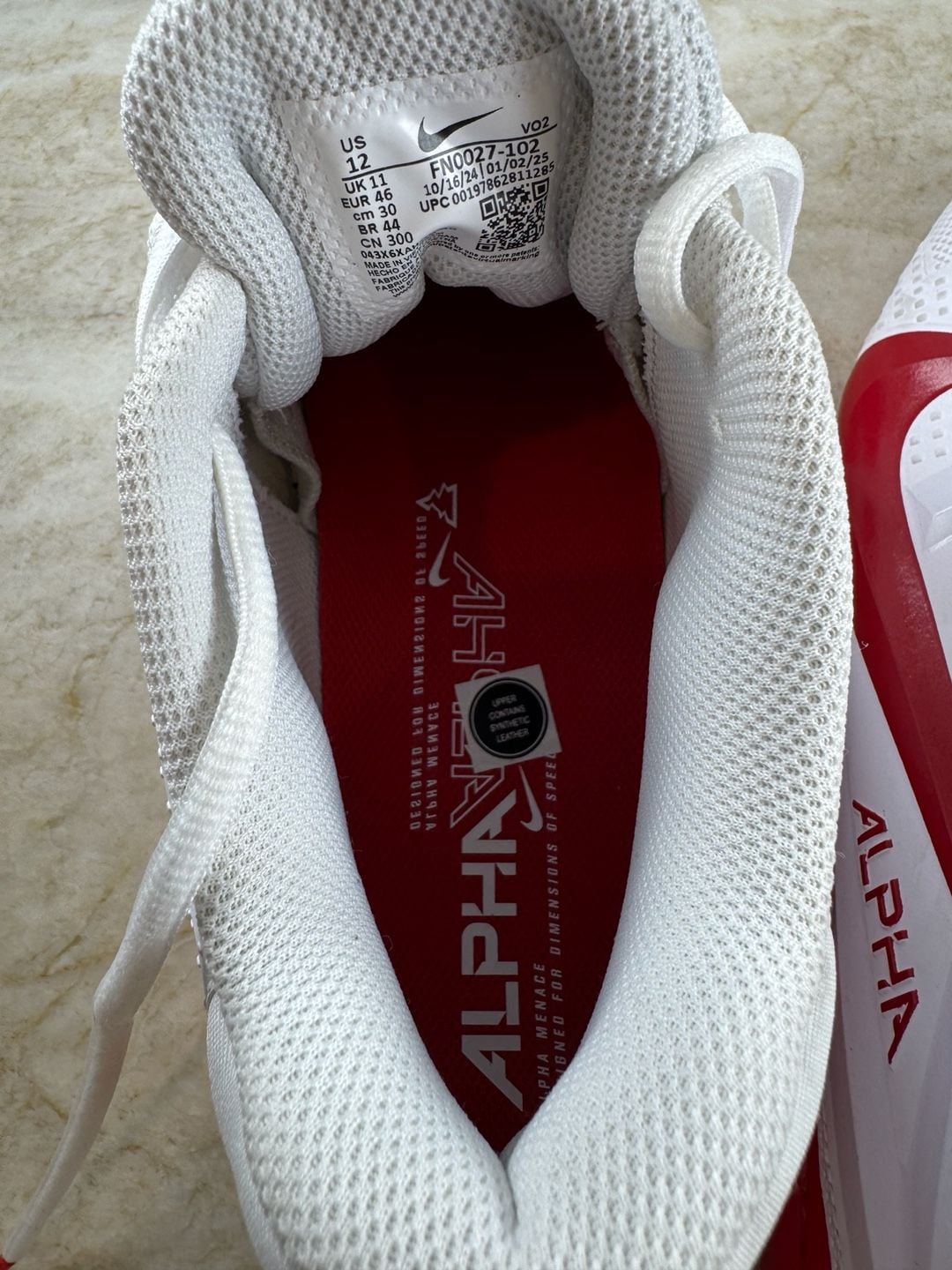 Nike Alpha Menace 4 Varsity Football Cleats White Red Men’s 12 FN0027-102 8