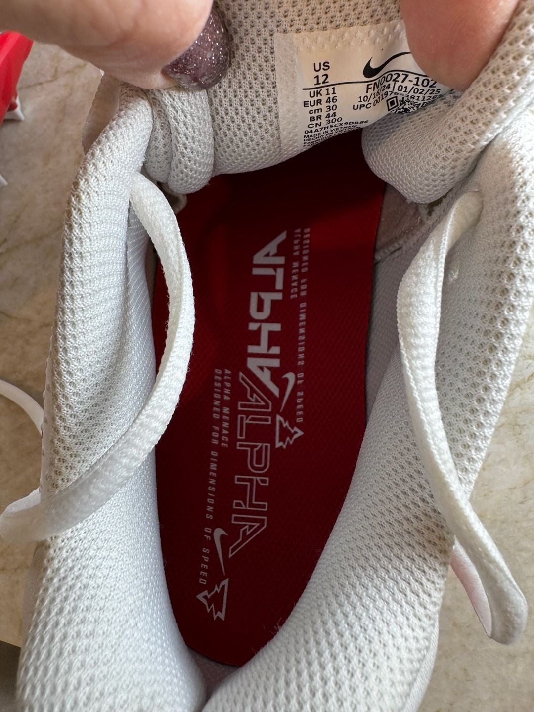 Nike Alpha Menace 4 Varsity Football Cleats White Red Men’s 12 FN0027-102 9
