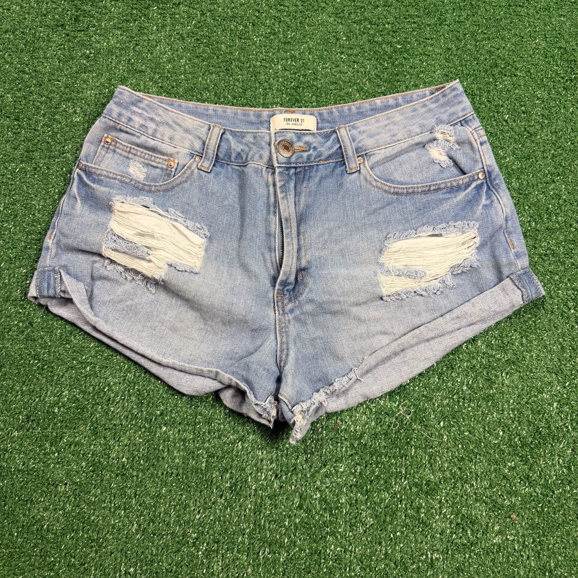 Forever 21 Denim Shorts Distressed Rolled Cuffed 2