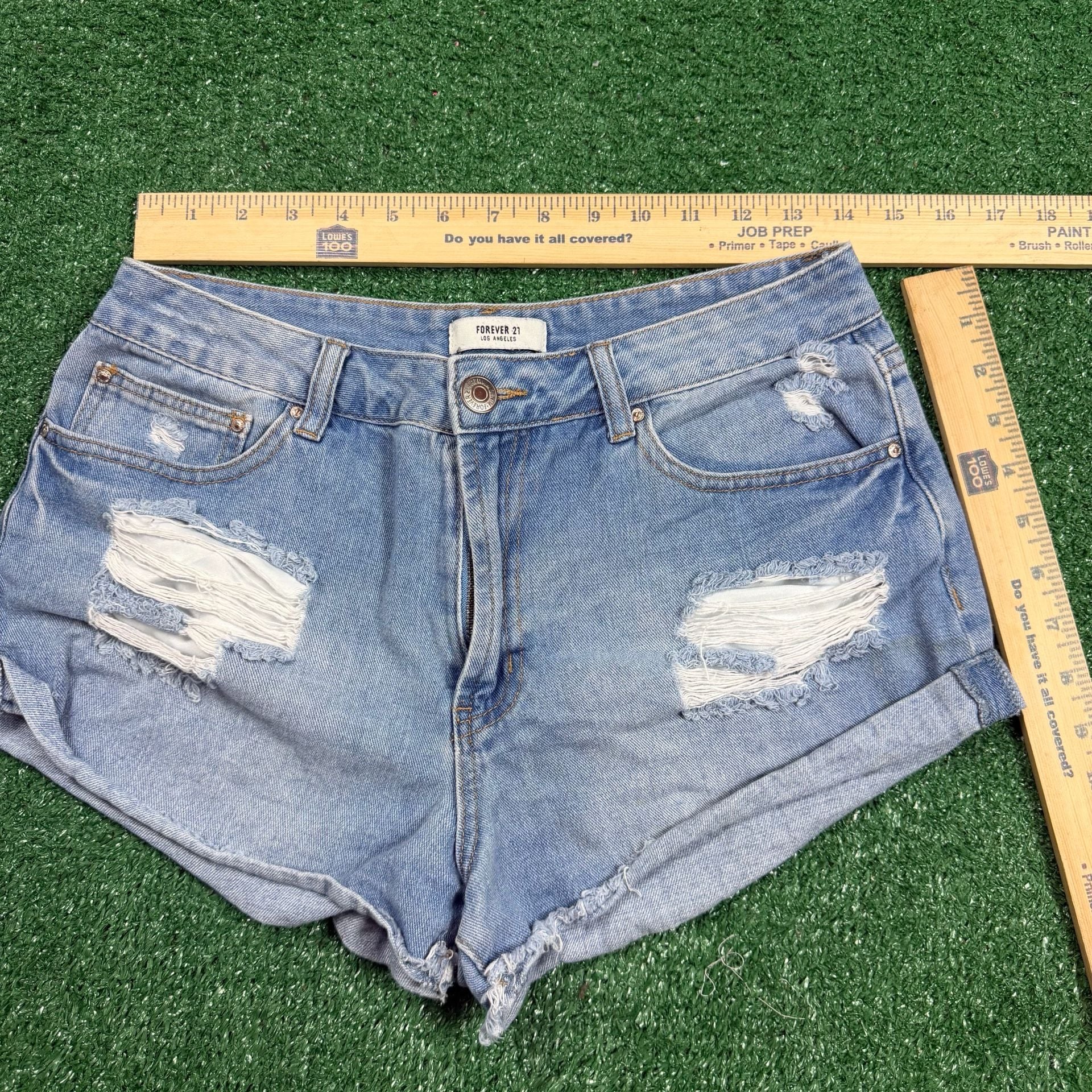 Forever 21 Denim Shorts Distressed Rolled Cuffed 6