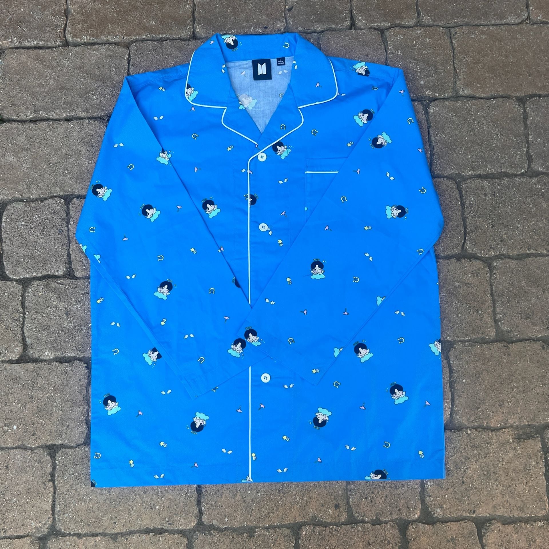 BTS Artist-Made Collection By Jin Good Day Pajama Shirt Size L Blue USA Based 2
