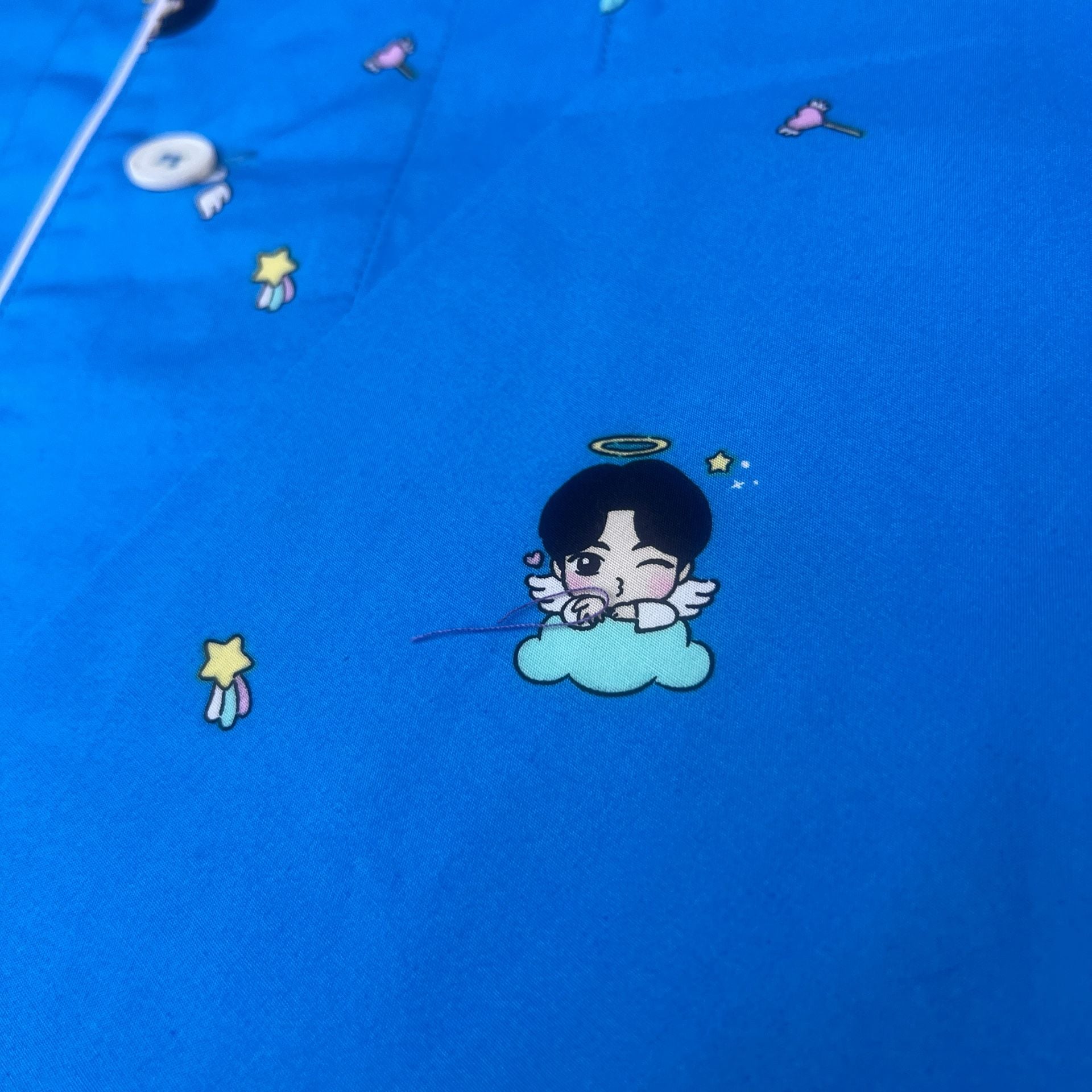 BTS Artist-Made Collection By Jin Good Day Pajama Shirt Size L Blue USA Based 7