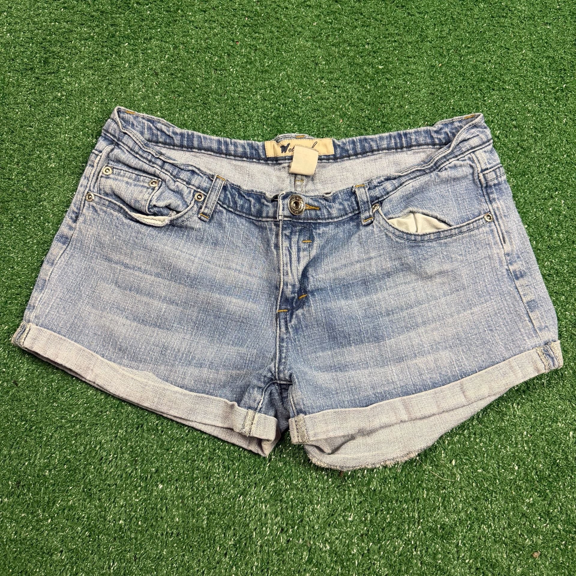 Wet Seal Denim Shorts Size 11 Light Wash Cuffed 2