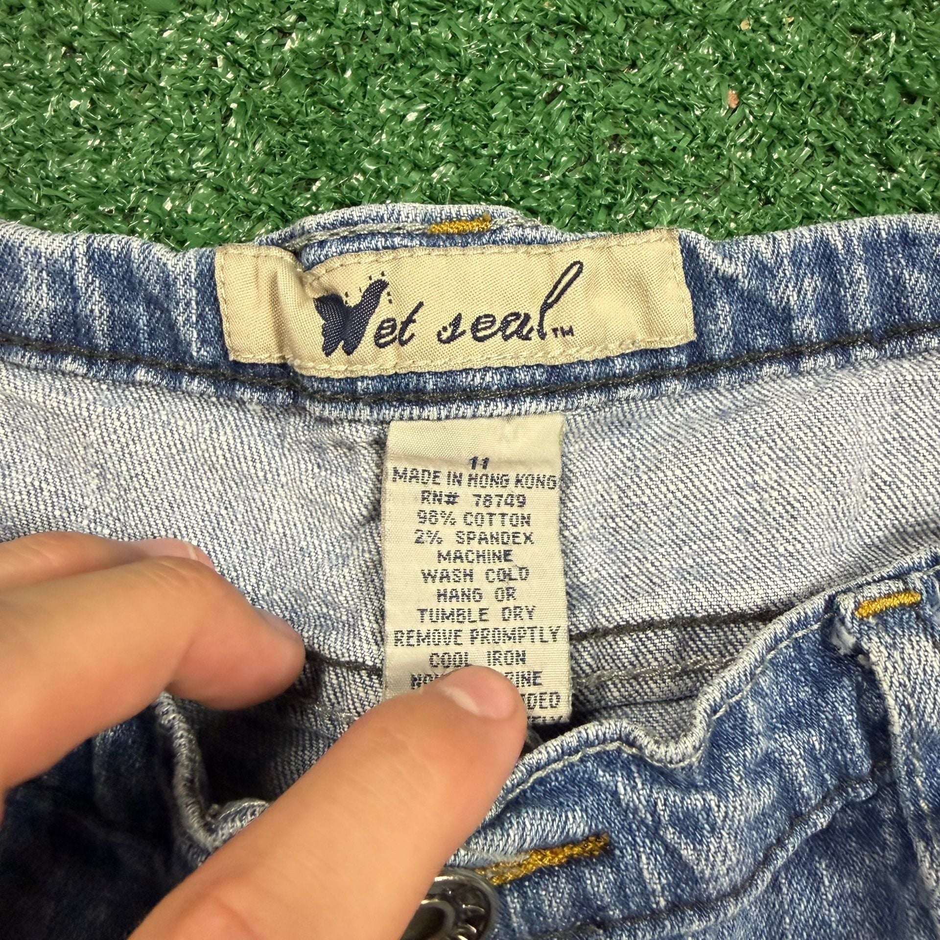 Wet Seal Denim Shorts Size 11 Light Wash Cuffed 4