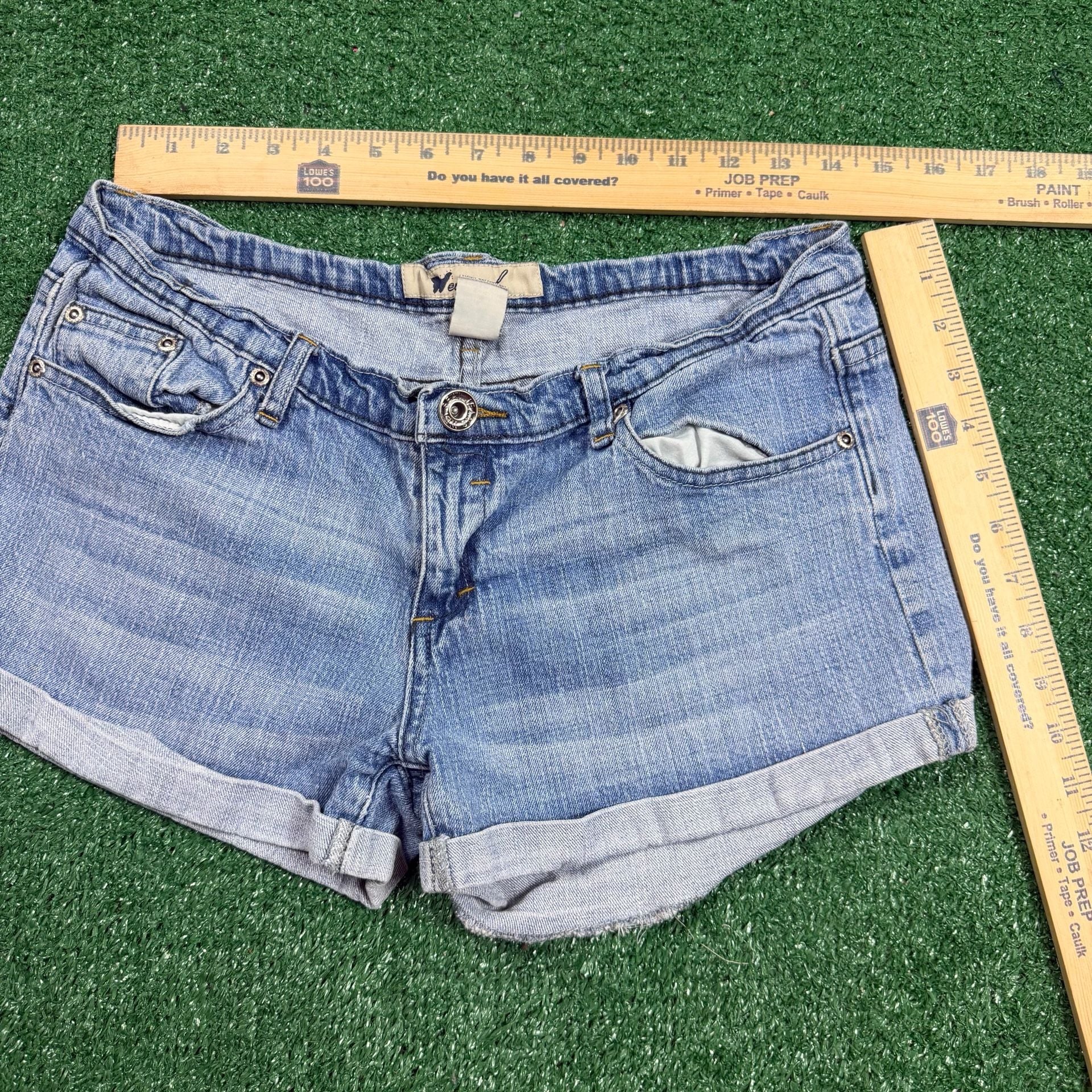 Wet Seal Denim Shorts Size 11 Light Wash Cuffed 5