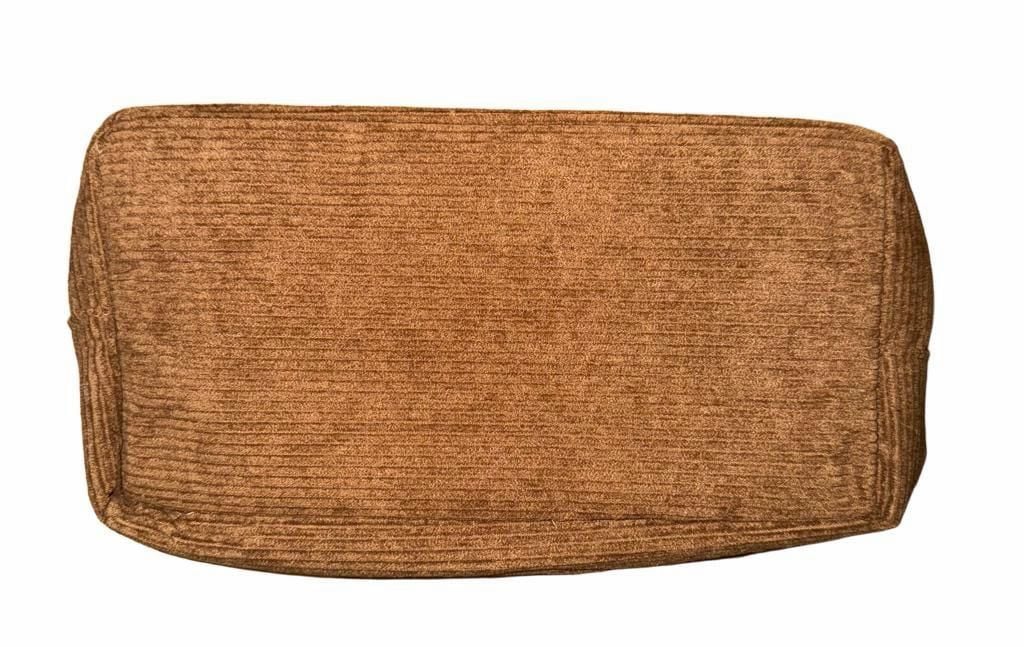 Face Corduroy Makeup Pouch Brown Gold Letters 4
