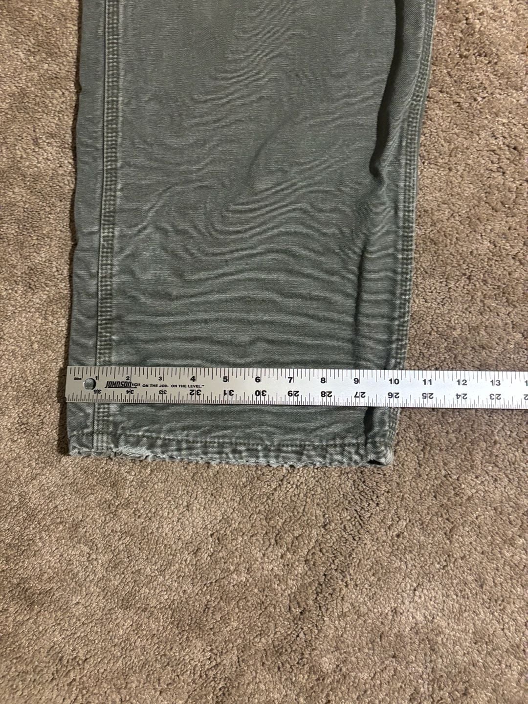 Carhartt Green Dungaree Plaid Flannel Lined Canvas Carpenter Workwear Pant 40x32 8