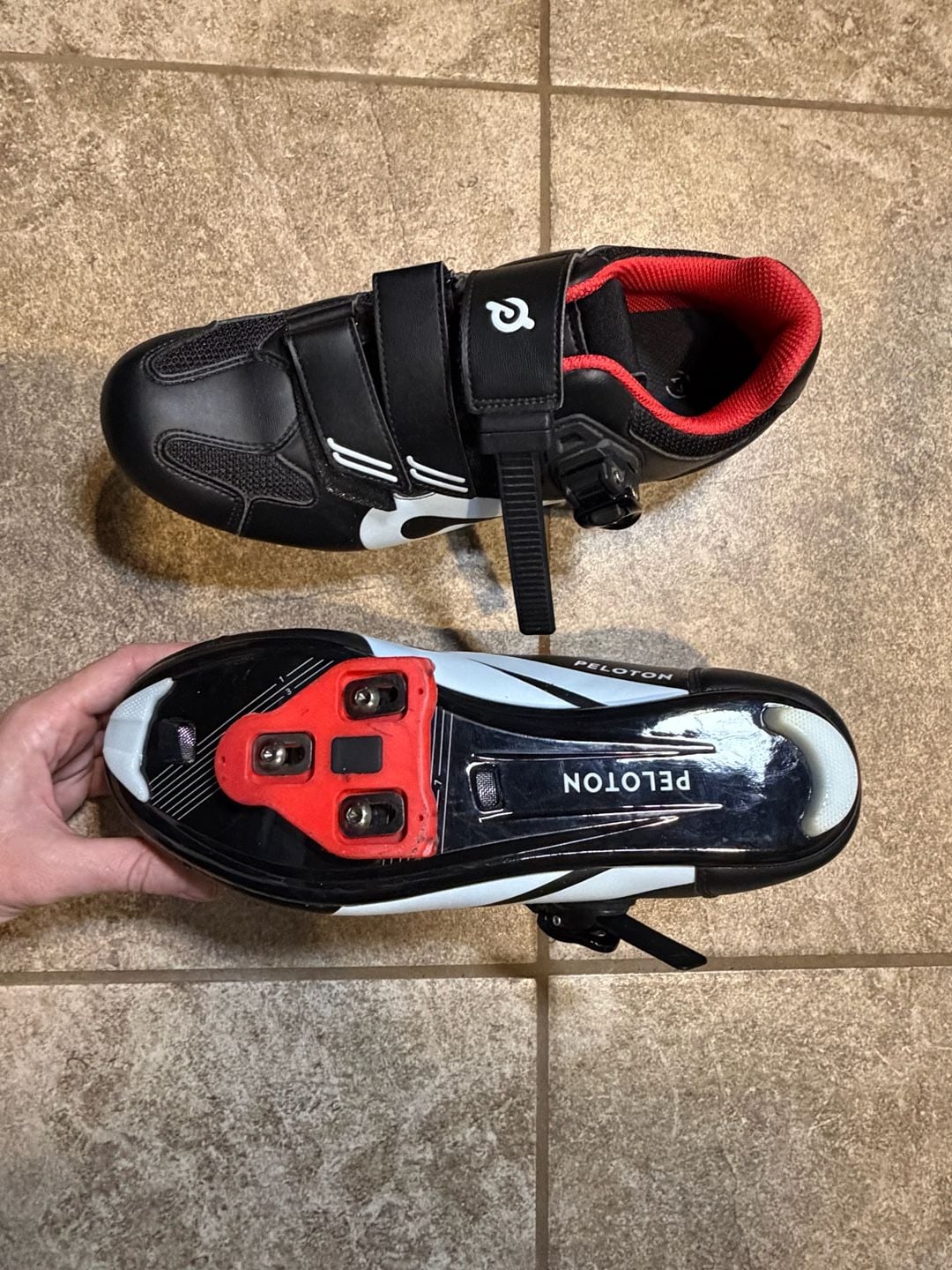 Peloton Cycling Shoes Size 41 US Women’s 10–10.5 Black Red Spin Bike Shoes 3