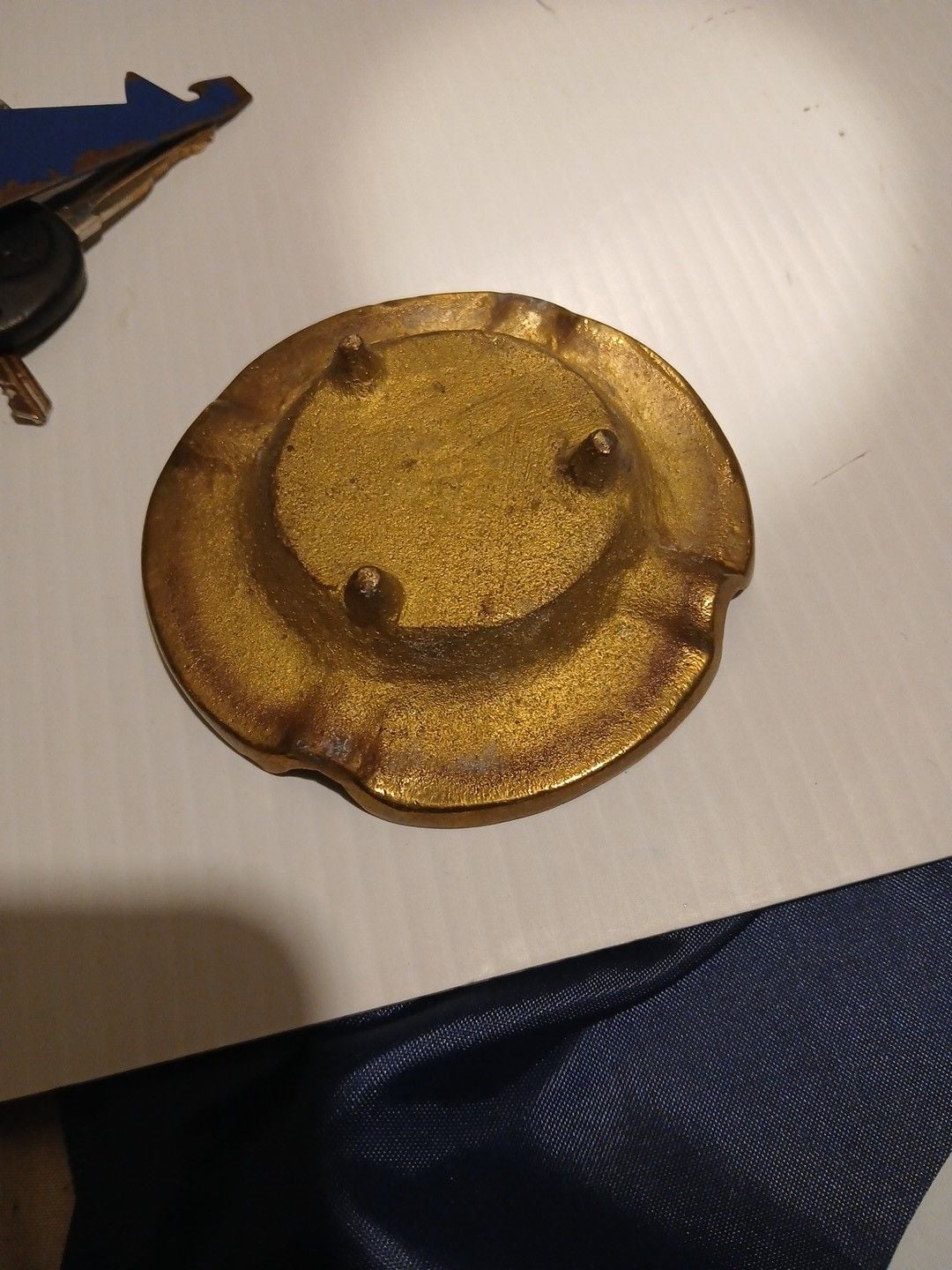 Vintage Brass Aztec Sun Calendar Design Ashtray 2