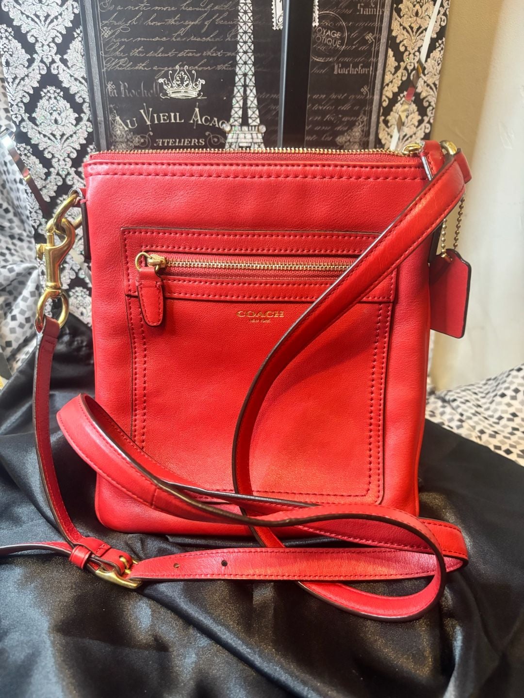 Coach New York Red Leather Crossbody Bag 2