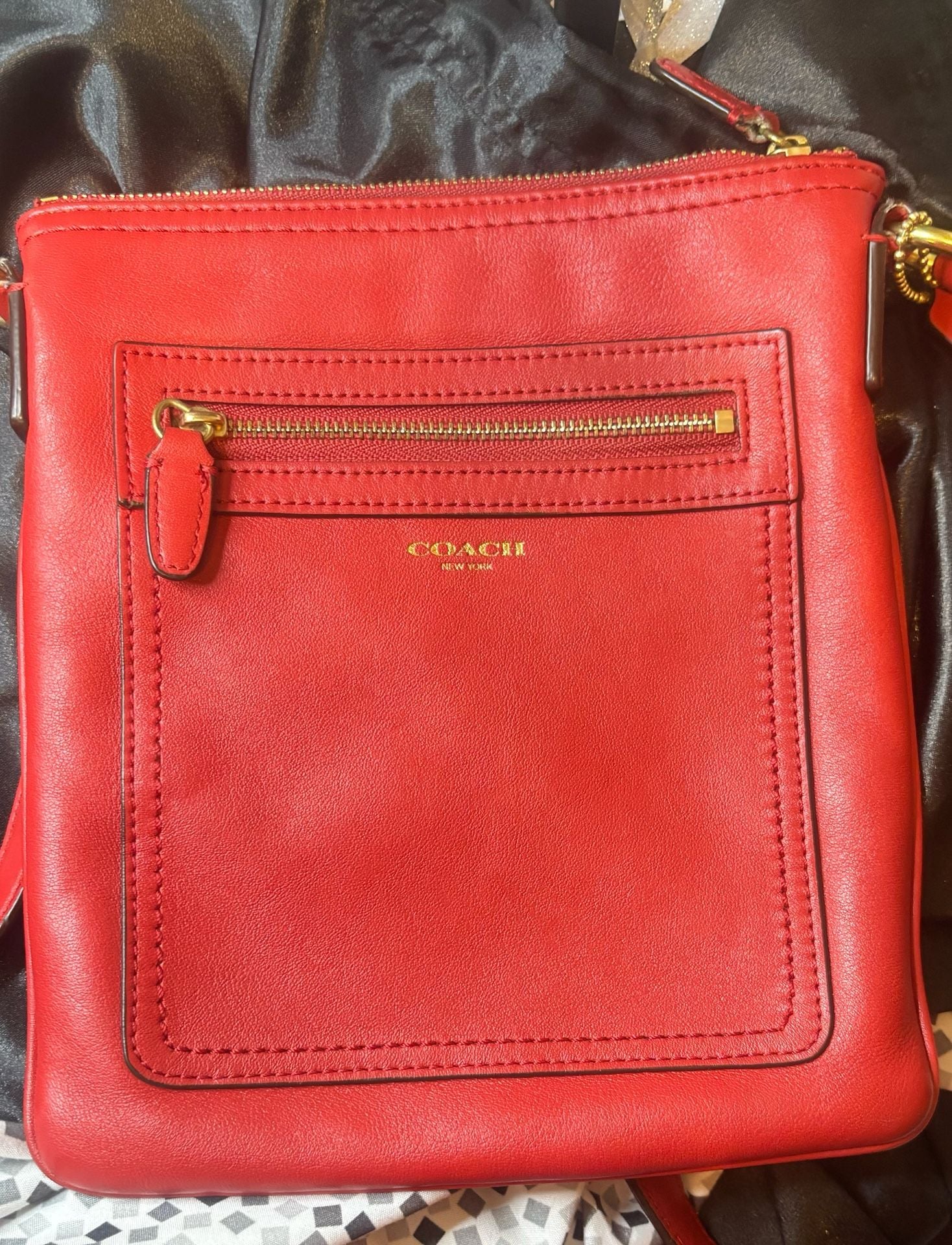 Coach New York Red Leather Crossbody Bag 3