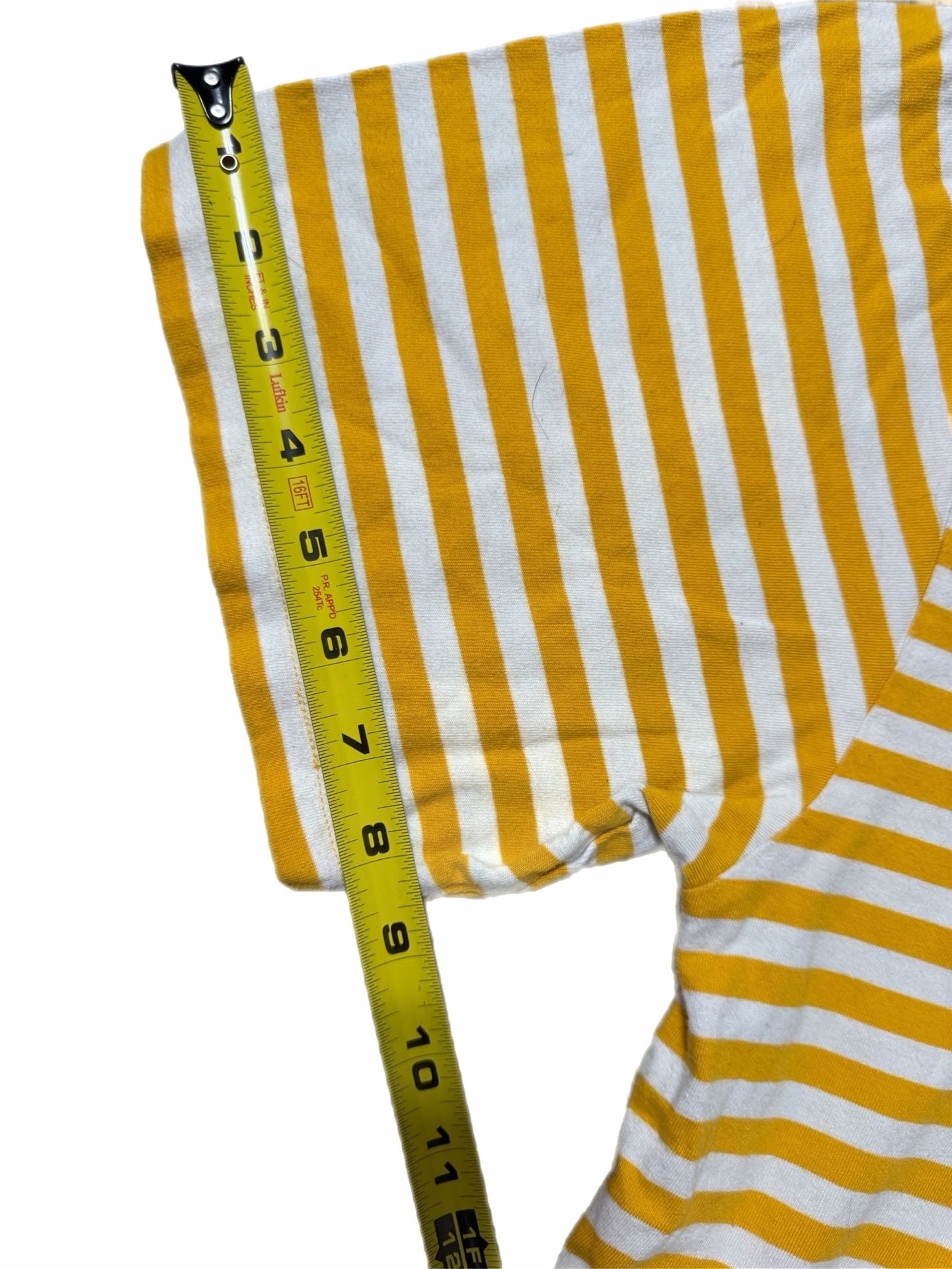 Obey Striped Logo T-Shirt Size L Yellow White Short Sleeve Tee 12