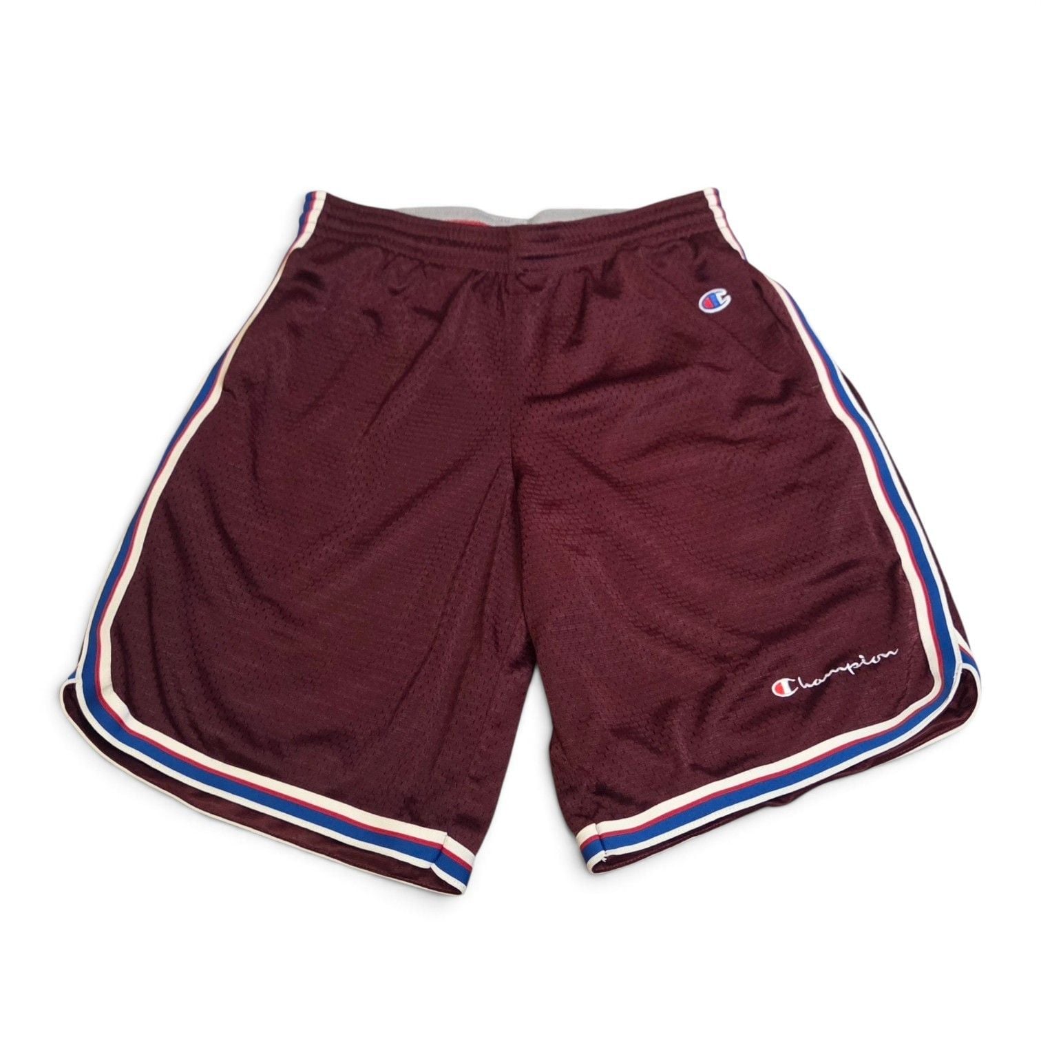 Champion Mesh Basketball Shorts Maroon Striped Trim 2