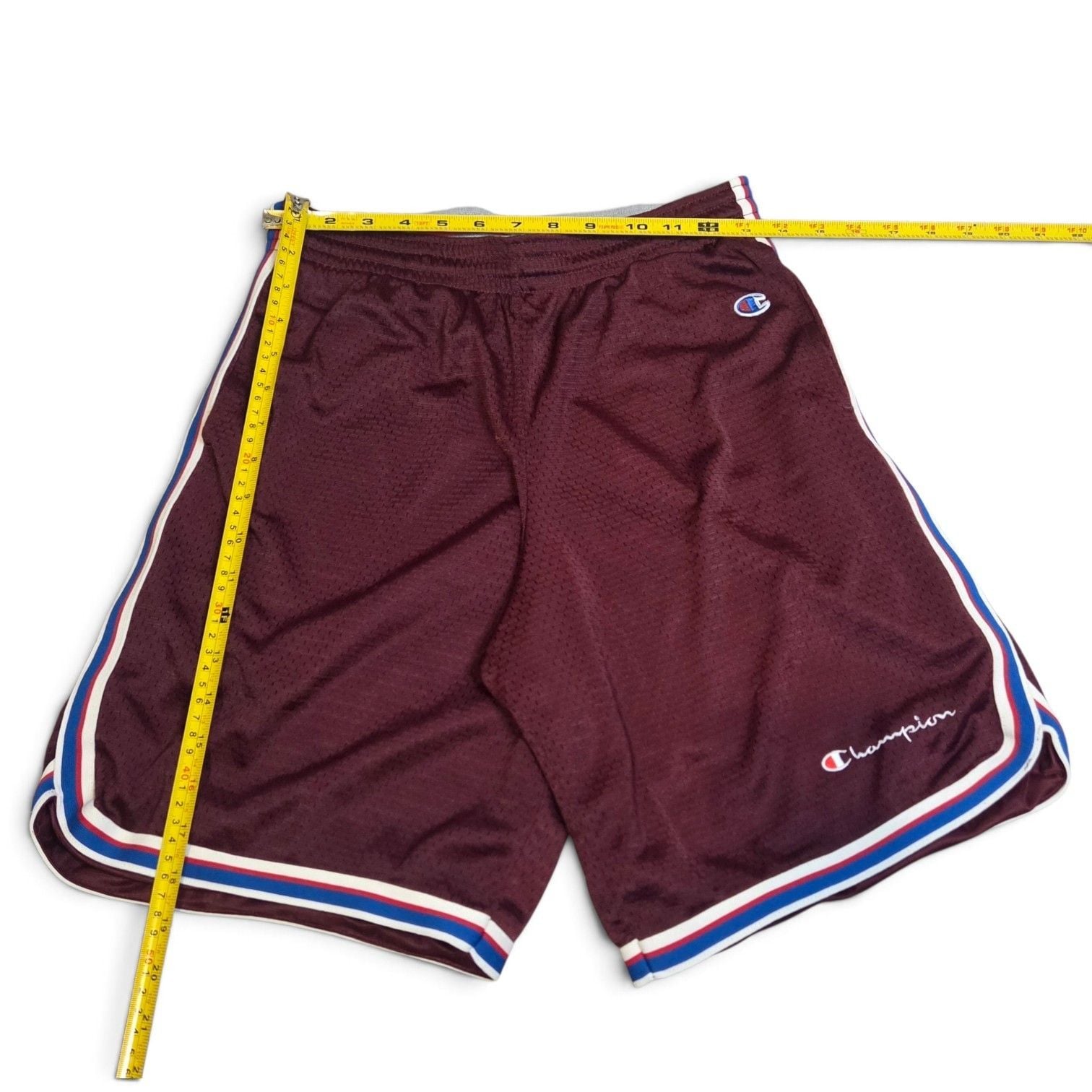 Champion Mesh Basketball Shorts Maroon Striped Trim 3