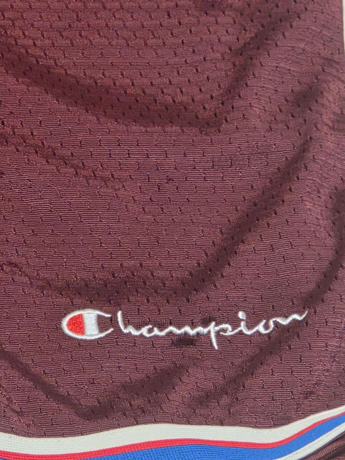 Champion Mesh Basketball Shorts Maroon Striped Trim 6