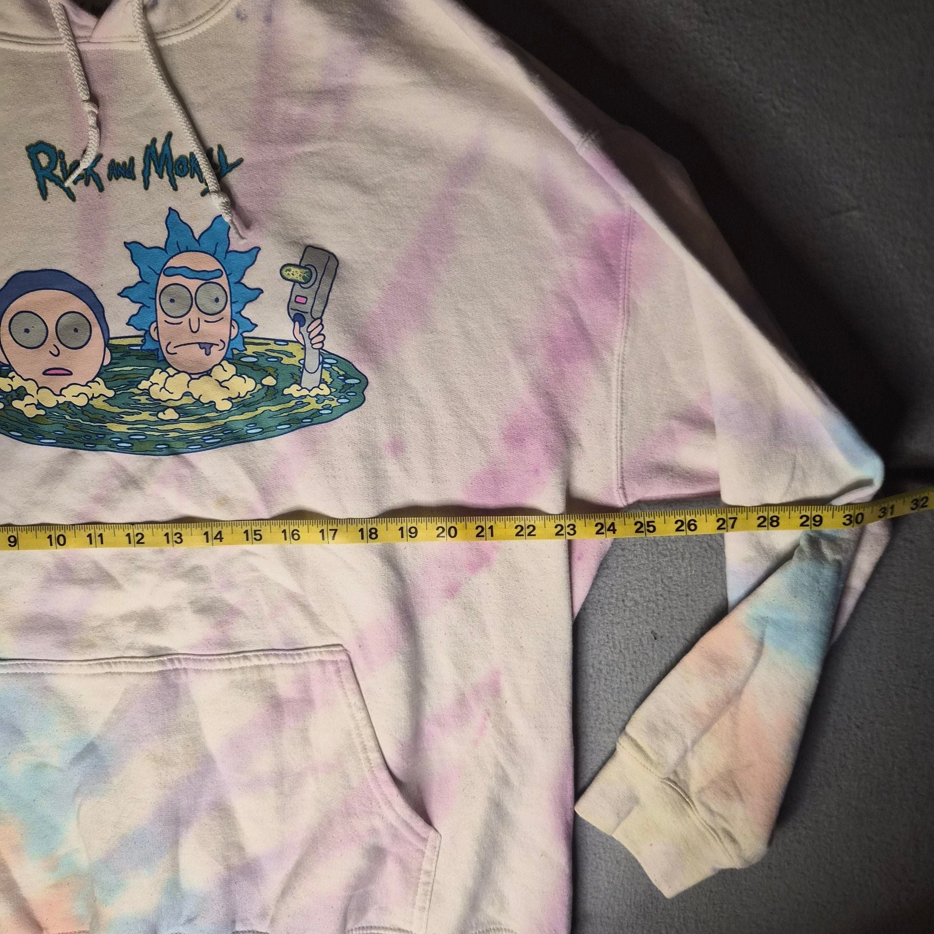 Rick and Morty Tie Dye Hoodie White Pastel Unisex Size XL Audult swim branded 7