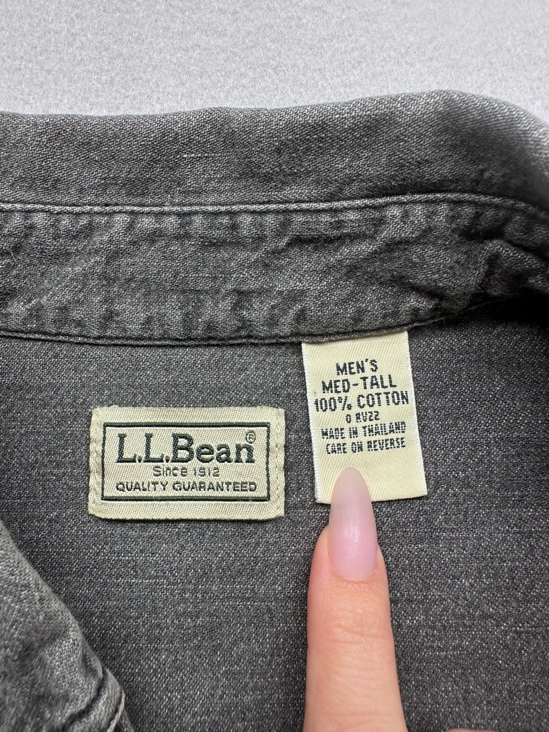 L.L. Bean Denim Shirt Men's Med-Tall Gray Long Sleeve Cotton 3