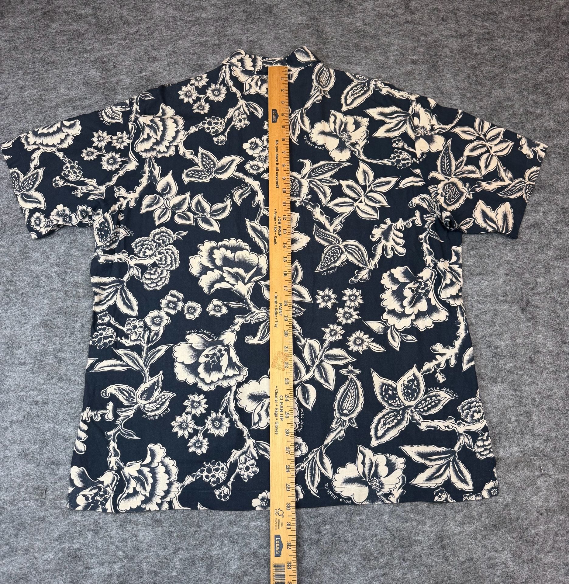 Polo Jeans Co Ralph Lauren Floral Hawaiian Shirt Size M Black 6