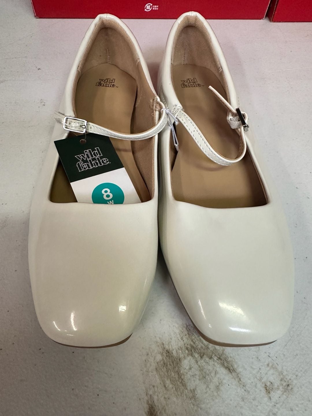 Wild Fable Mary Jane Shoes Size 8W White Patent Block Heel 2