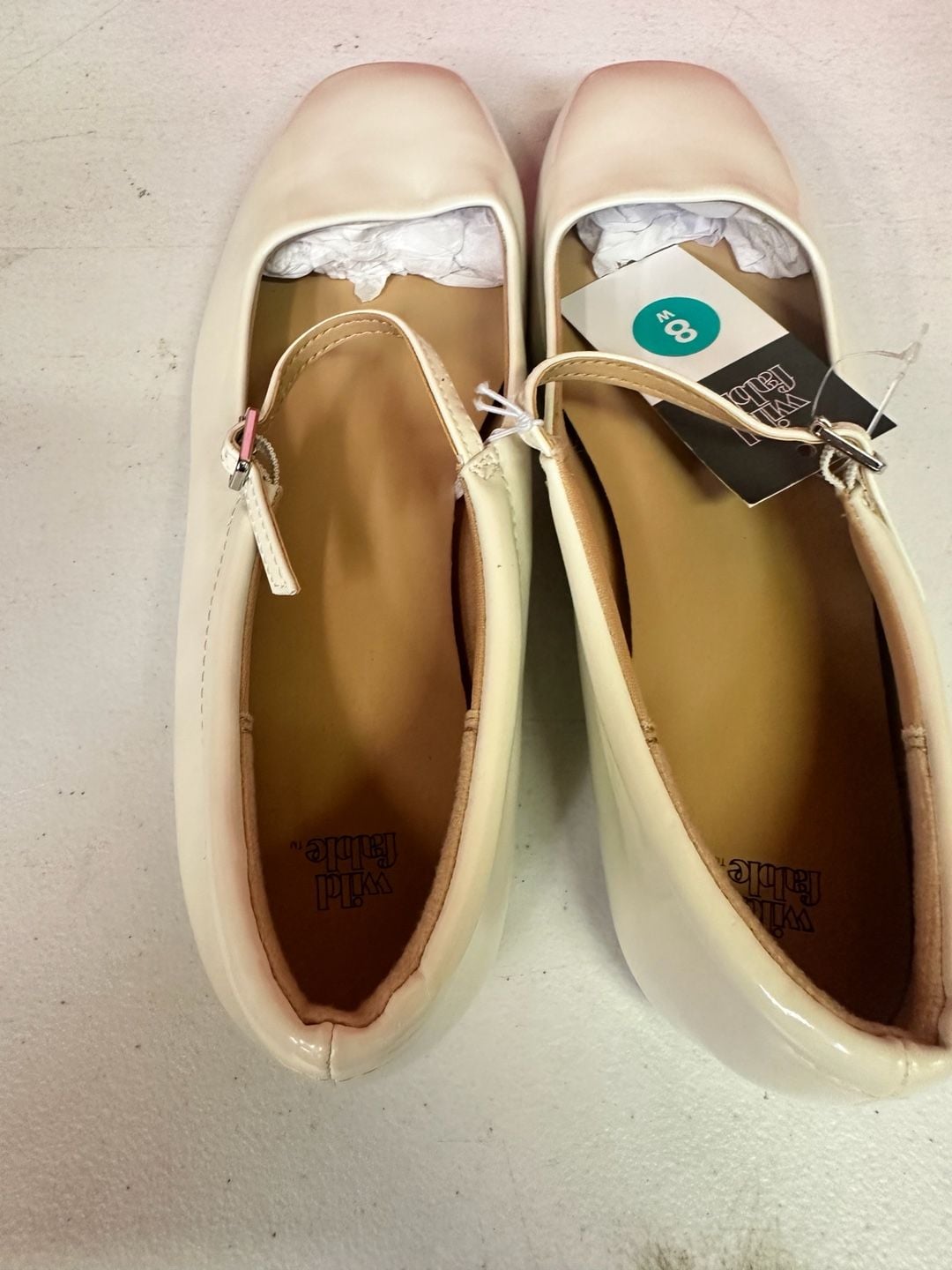 Wild Fable Mary Jane Shoes Size 8W White Patent Block Heel 3