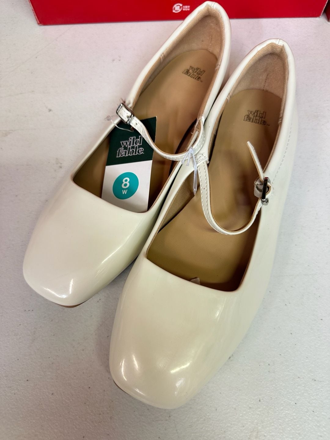 Wild Fable Mary Jane Shoes Size 8W White Patent Block Heel 5