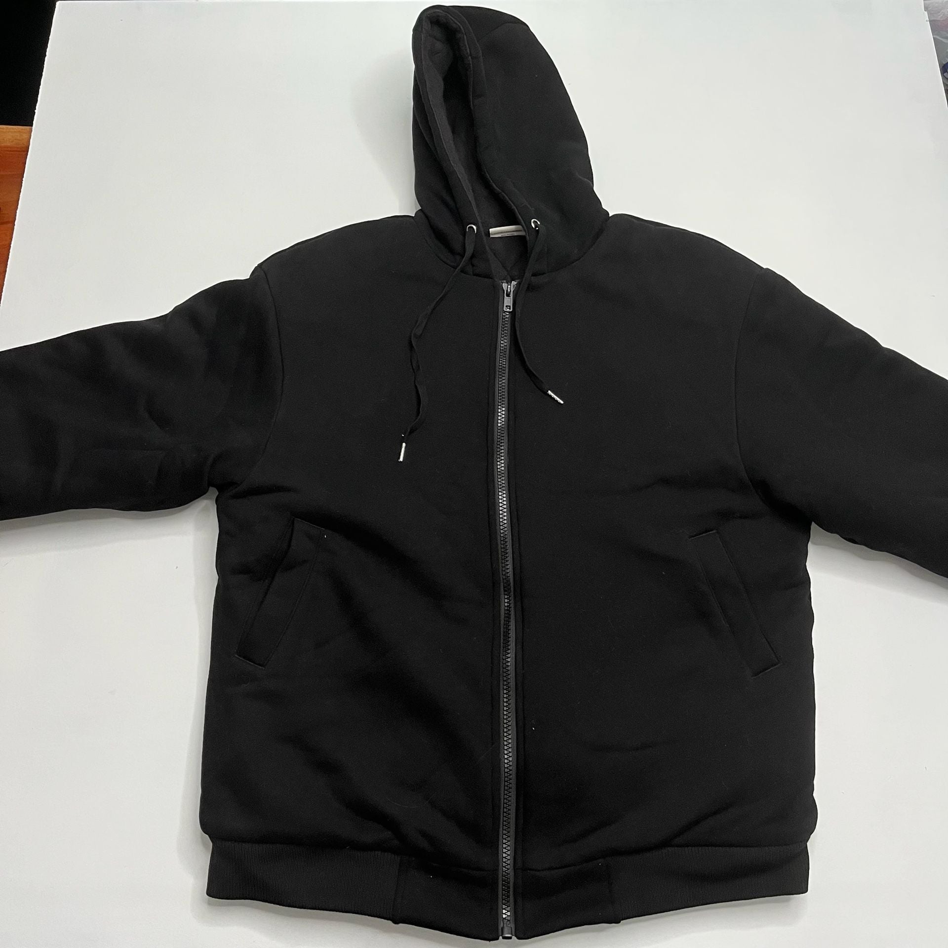 Comfrt Weighted Hoodie Size Large Black Zip Up Pocket 2
