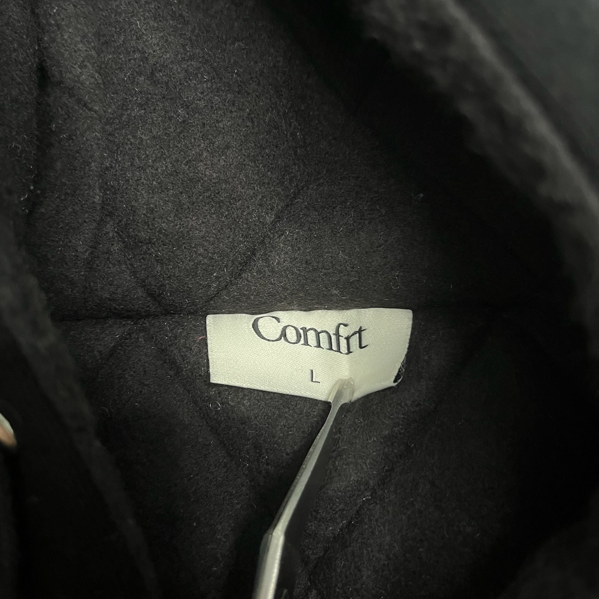 Comfrt Weighted Hoodie Size Large Black Zip Up Pocket 3