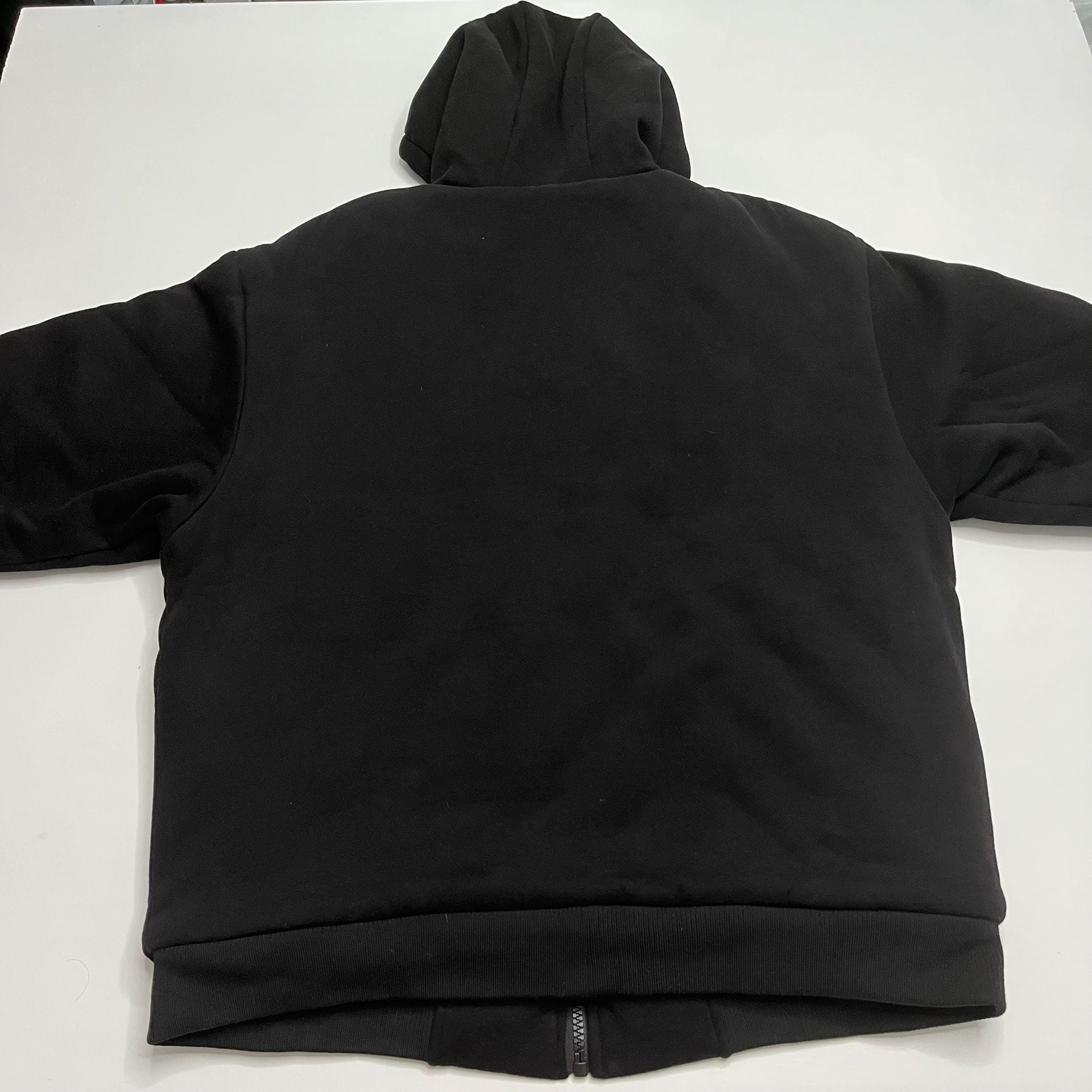 Comfrt Weighted Hoodie Size Large Black Zip Up Pocket 7