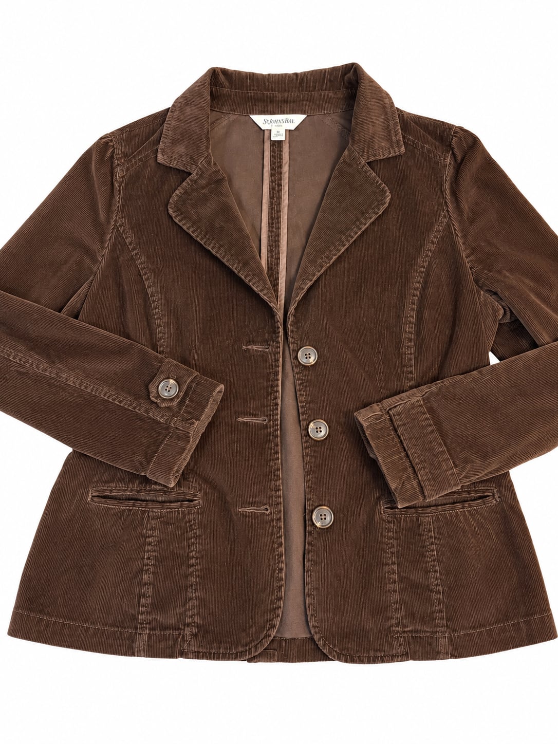 St. John's Bay Corduroy Blazer Petite PL Brown 2