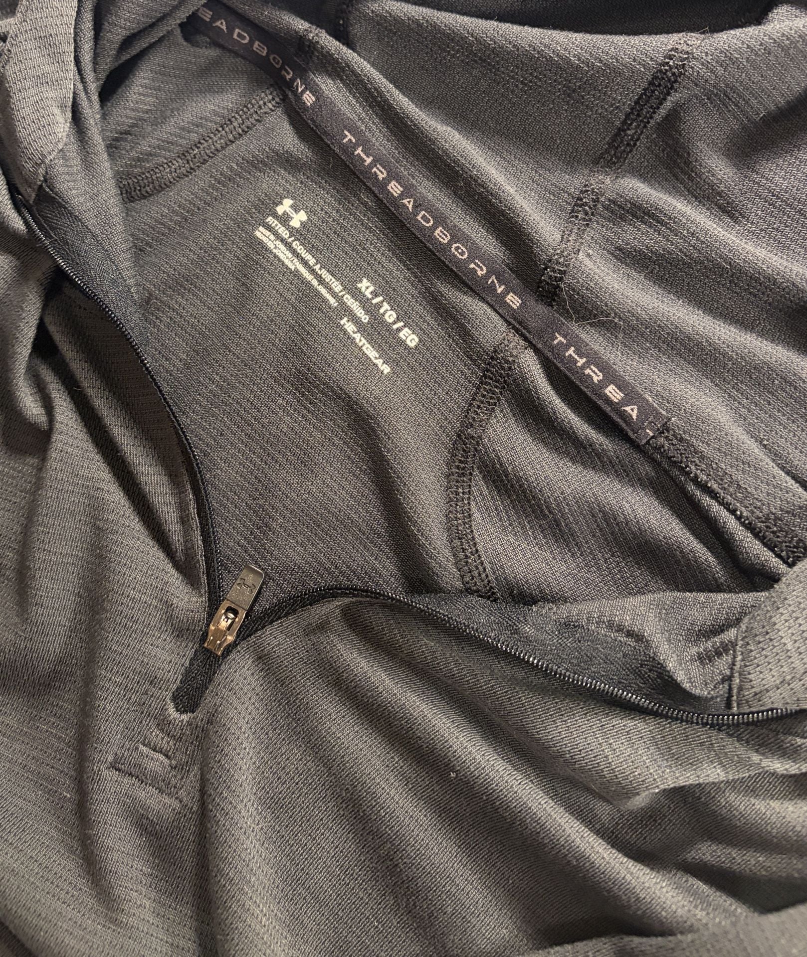 Under Armour Threadborne Hoodie Size XL Black 1/4 Zip HeatGear 3