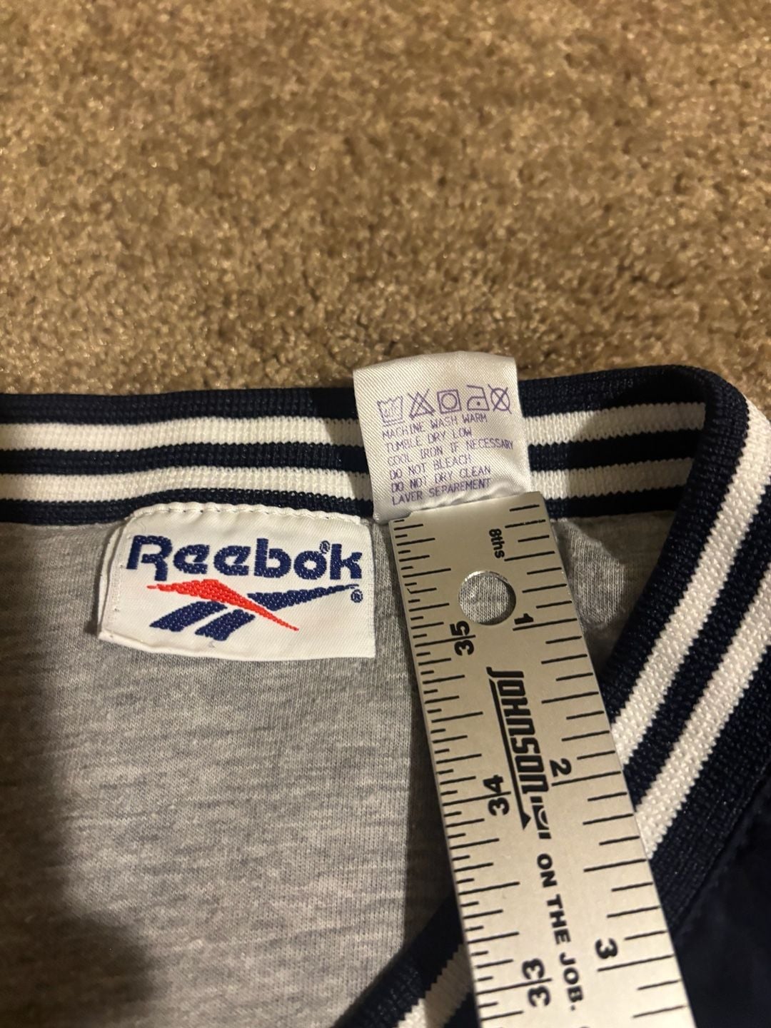 Vintage 90s Reebok V-Neck Windshirt Pullover Jacket Navy Blue Mens Size XL 4