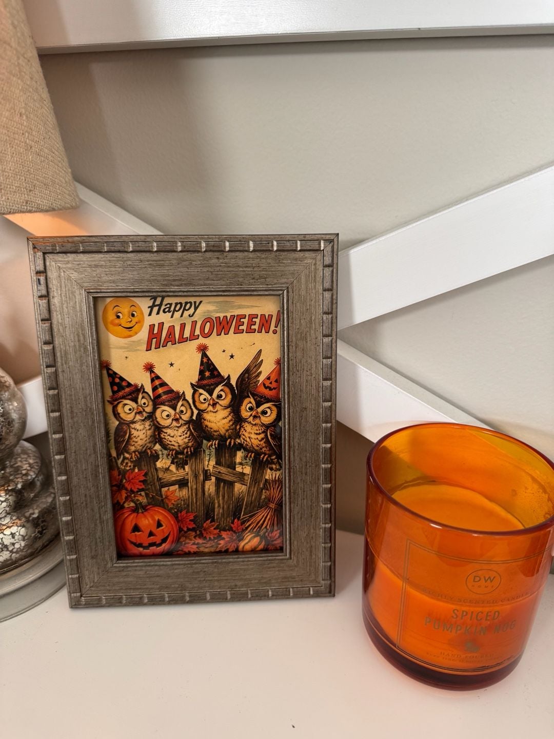 Vintage Style Happy Halloween Owls Framed Art 2