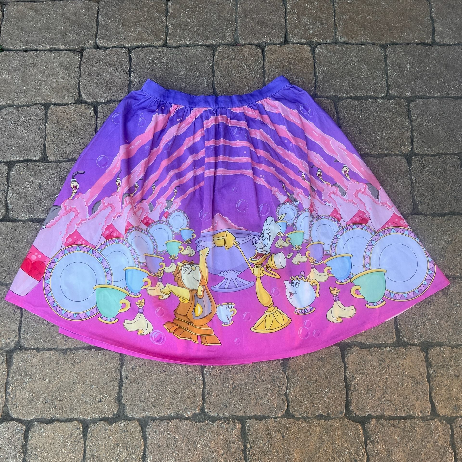 Stitch Shoppe Loungefly Beauty And The Beast Be Our Guest Skirt w Pockets Size M 1