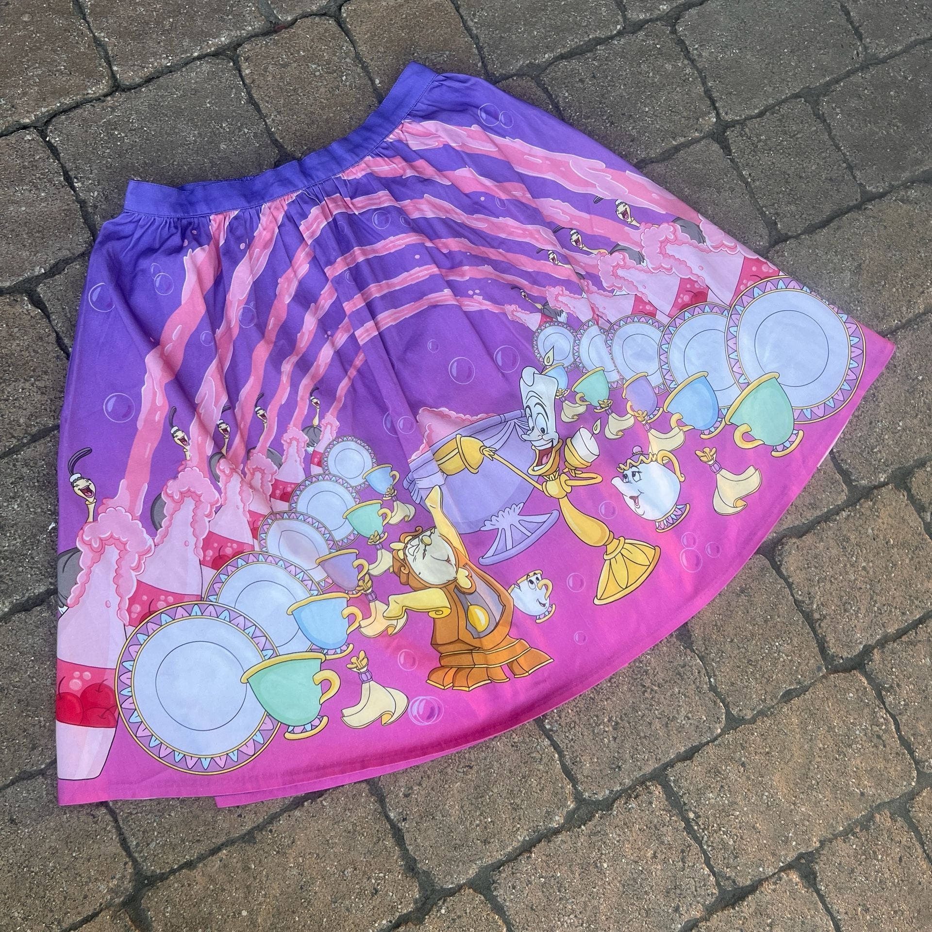 Stitch Shoppe Loungefly Beauty And The Beast Be Our Guest Skirt w Pockets Size M 3