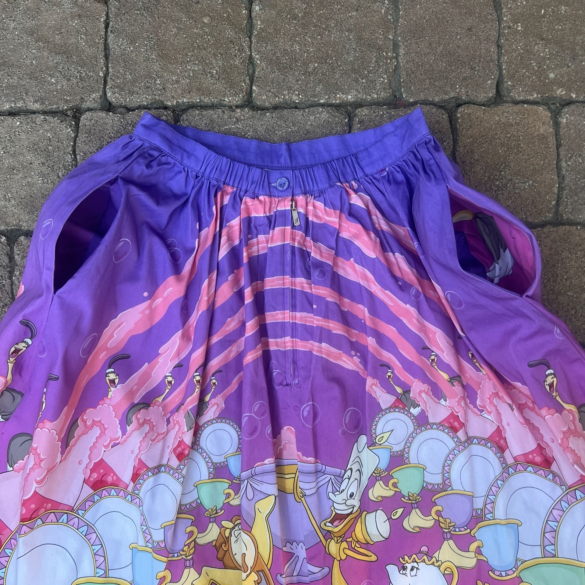 Stitch Shoppe Loungefly Beauty And The Beast Be Our Guest Skirt w Pockets Size M 8