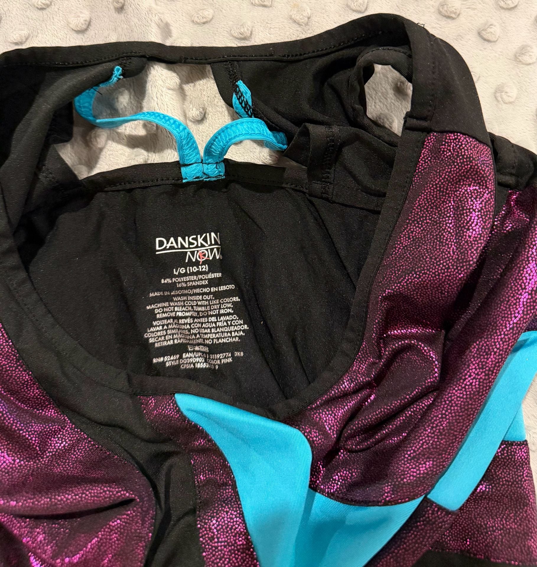 Danskin Now Gymnastics Leotard Size L 10-12 Purple Blue Metallic 3