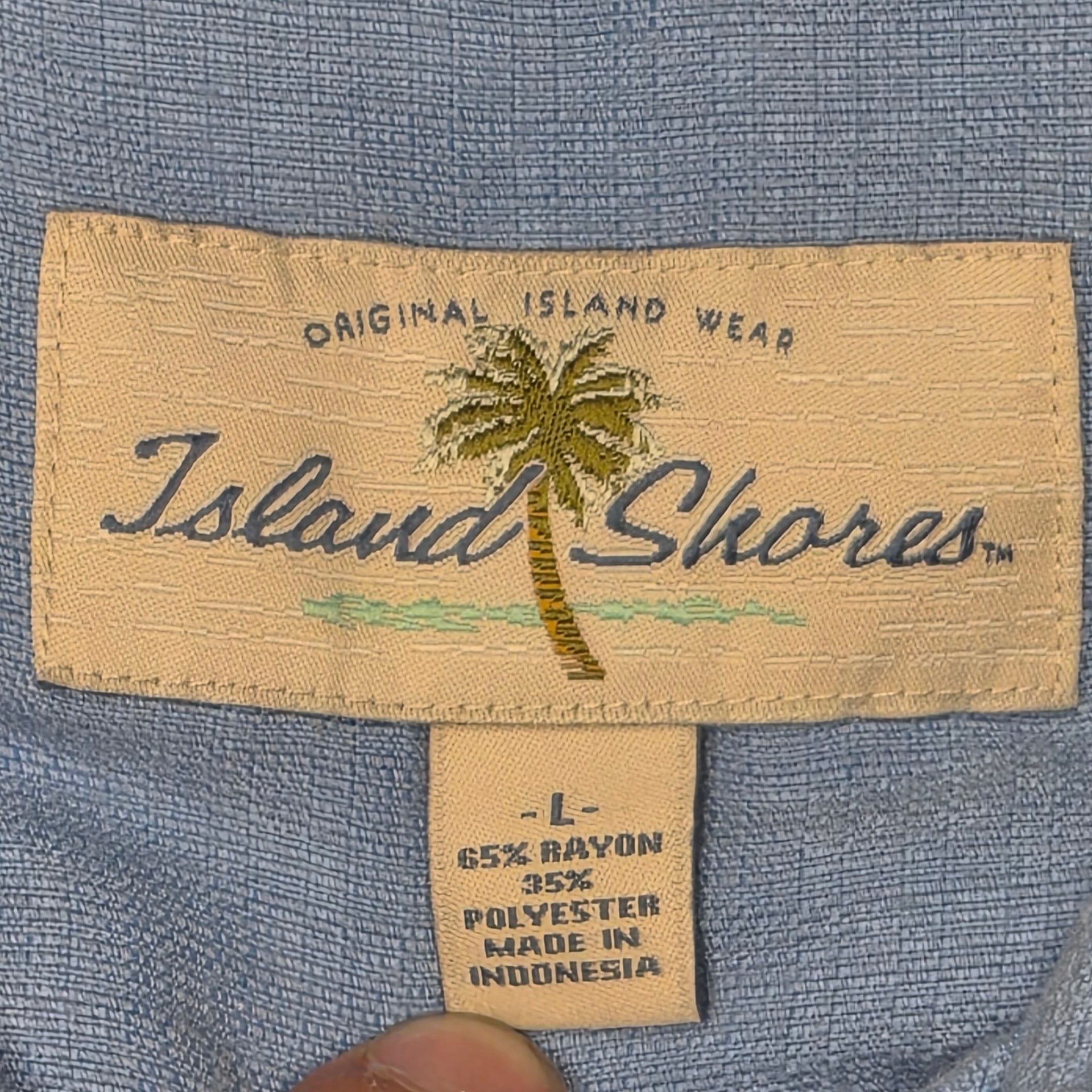 Island Shores Short Sleeve Button Down Shirt Blue Cream size mens large Beach 6