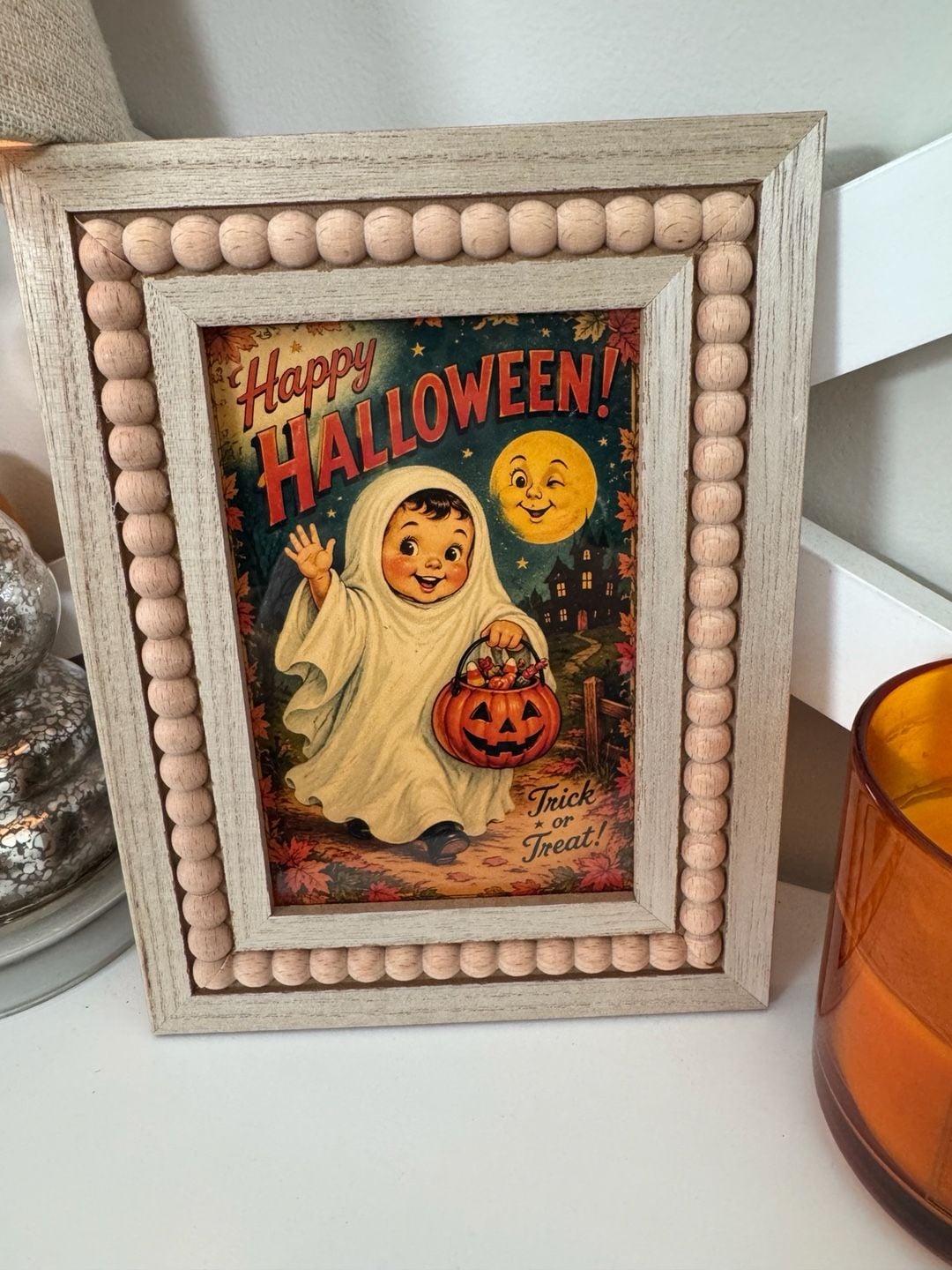 Vintage Style Halloween Ghost Framed Art 1