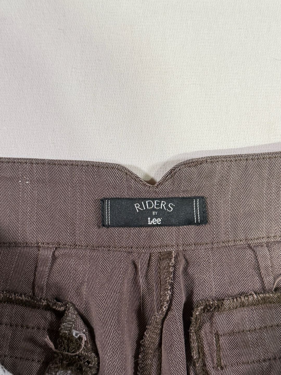Y2K Vintage Riders By Lee Flared Trousers Brown Herringbone 4