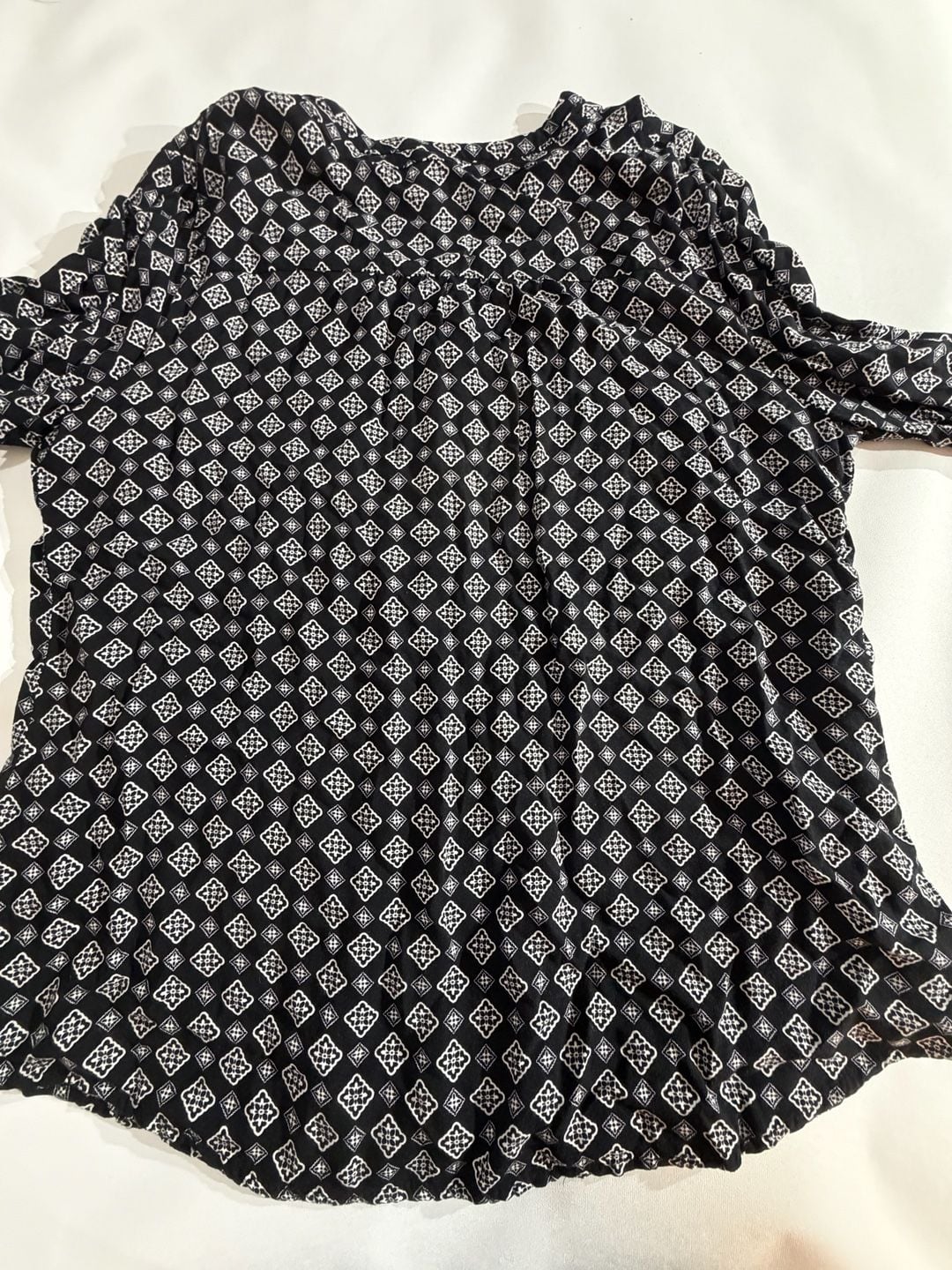 Faded Glory Geometric Print Long Sleeve Rayon Blouse 1X 16W 6