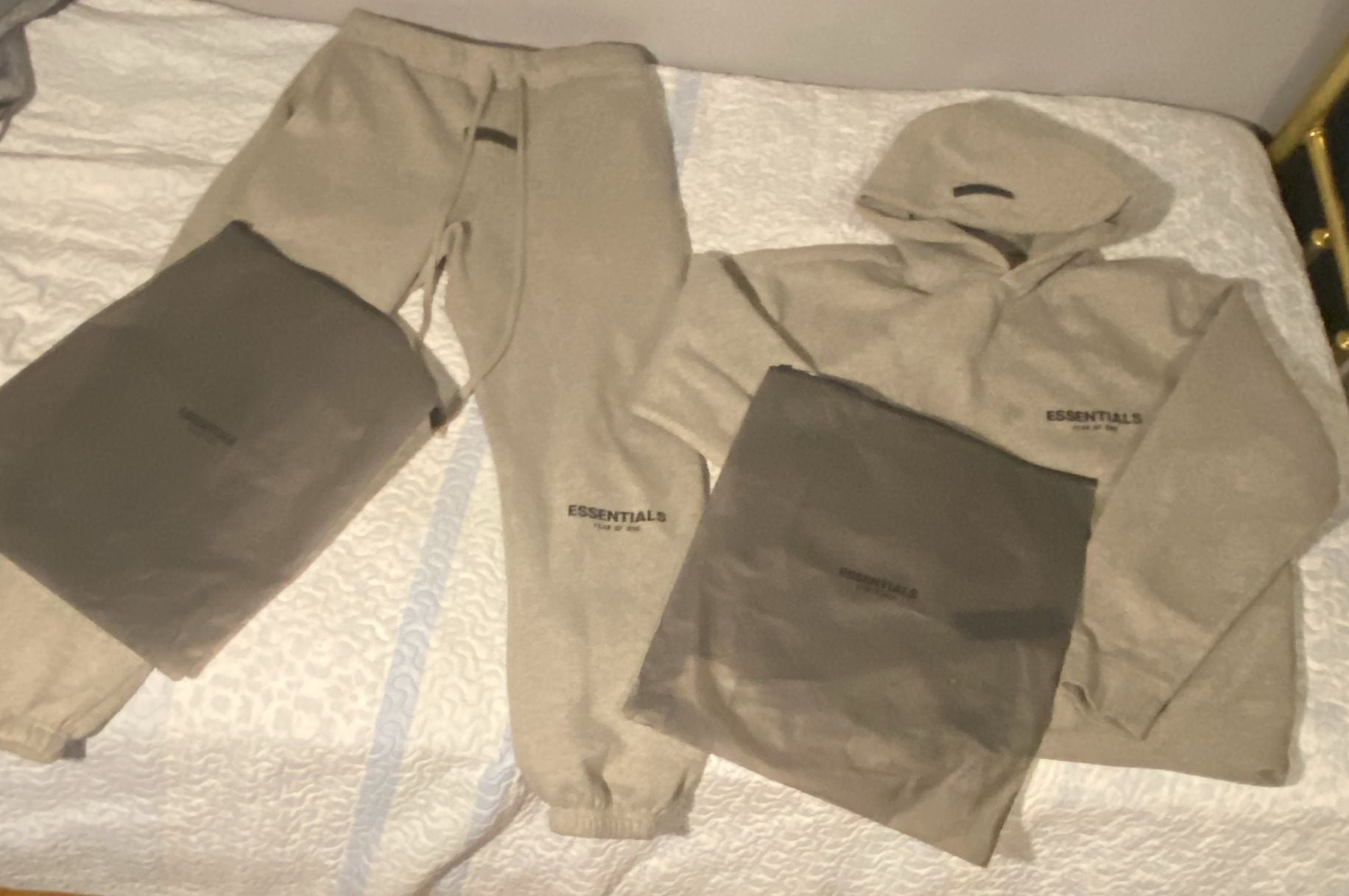 Fear of God Essentials Hoodie and Sweatpants Set Light Oatmeal 2
