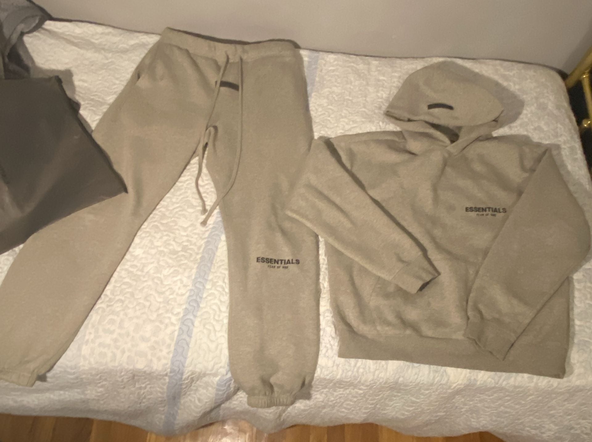 Fear of God Essentials Hoodie and Sweatpants Set Light Oatmeal 1